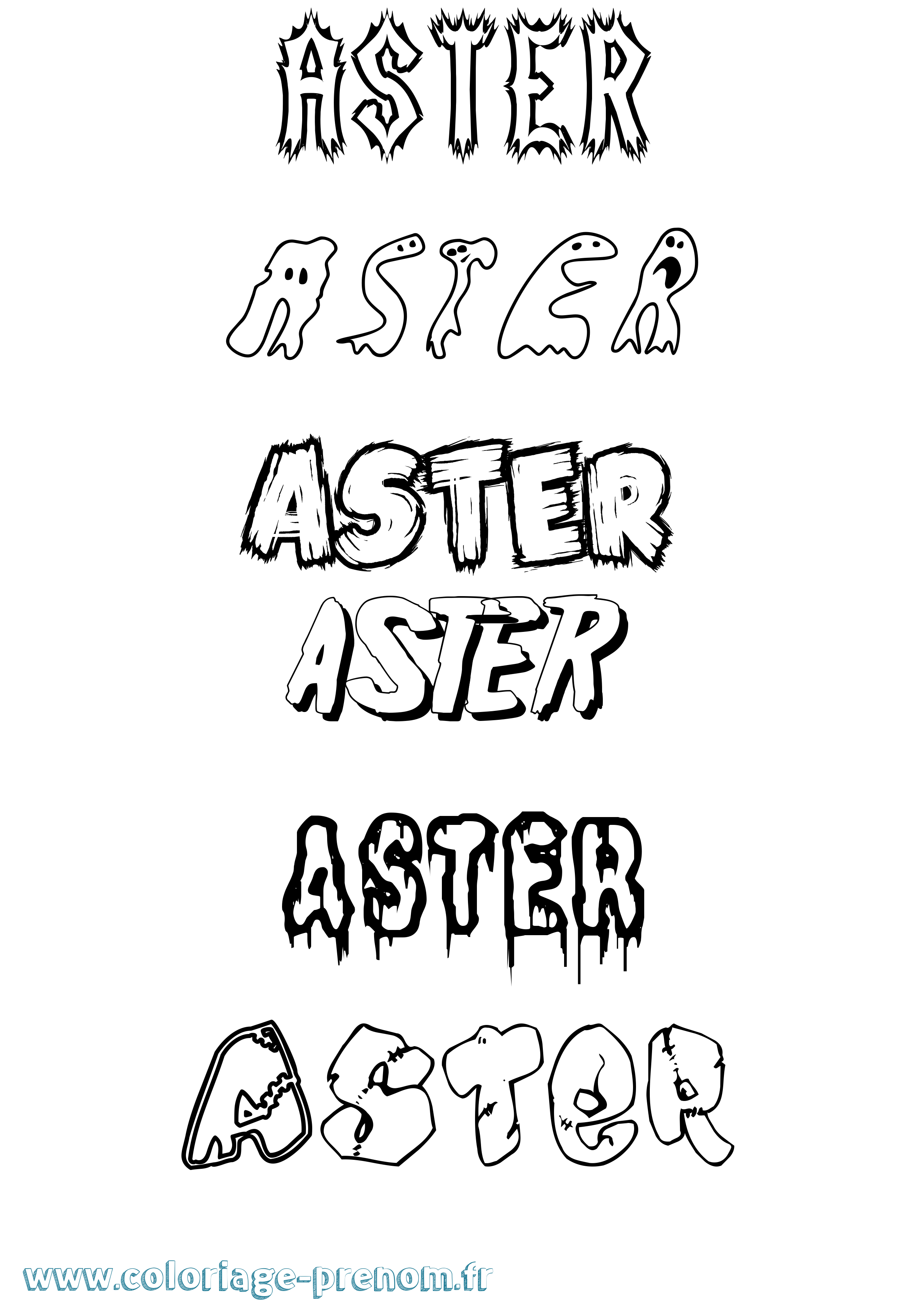Coloriage Aster Frisson Coloriage prénom Aster Frisson