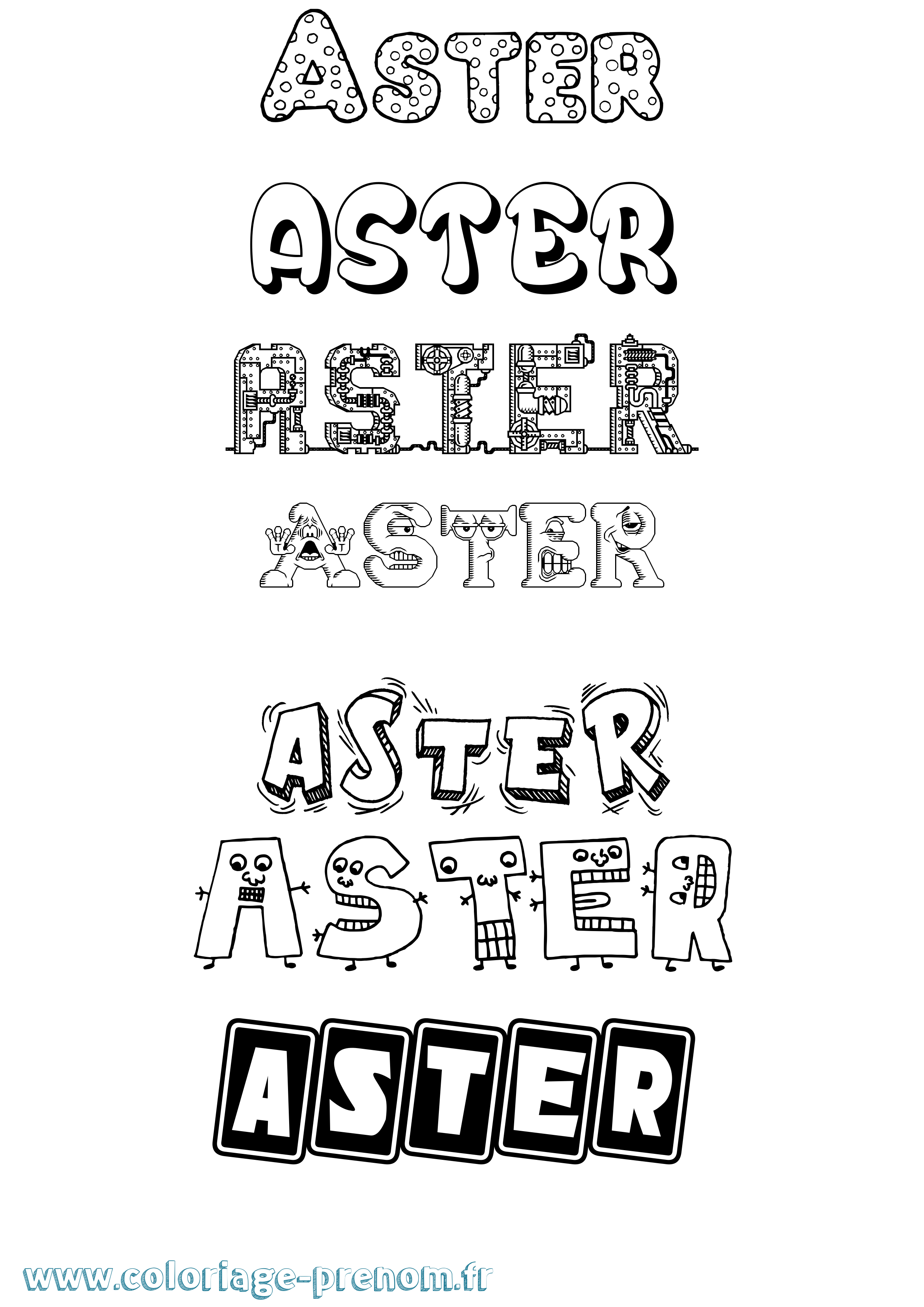 Coloriage Aster Fun Coloriage prénom Aster Fun