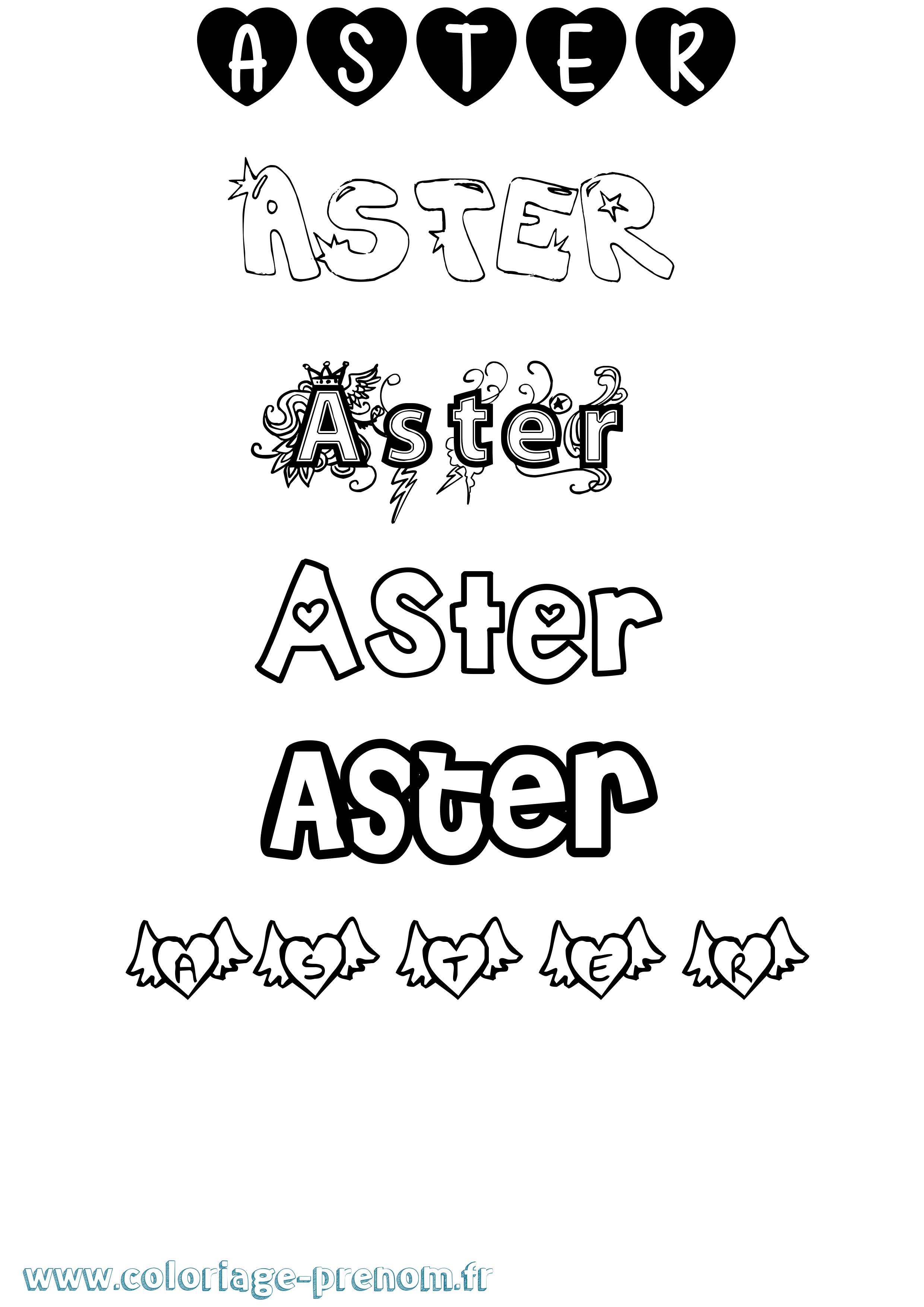 Coloriage Aster Girly Coloriage prénom Aster Girly