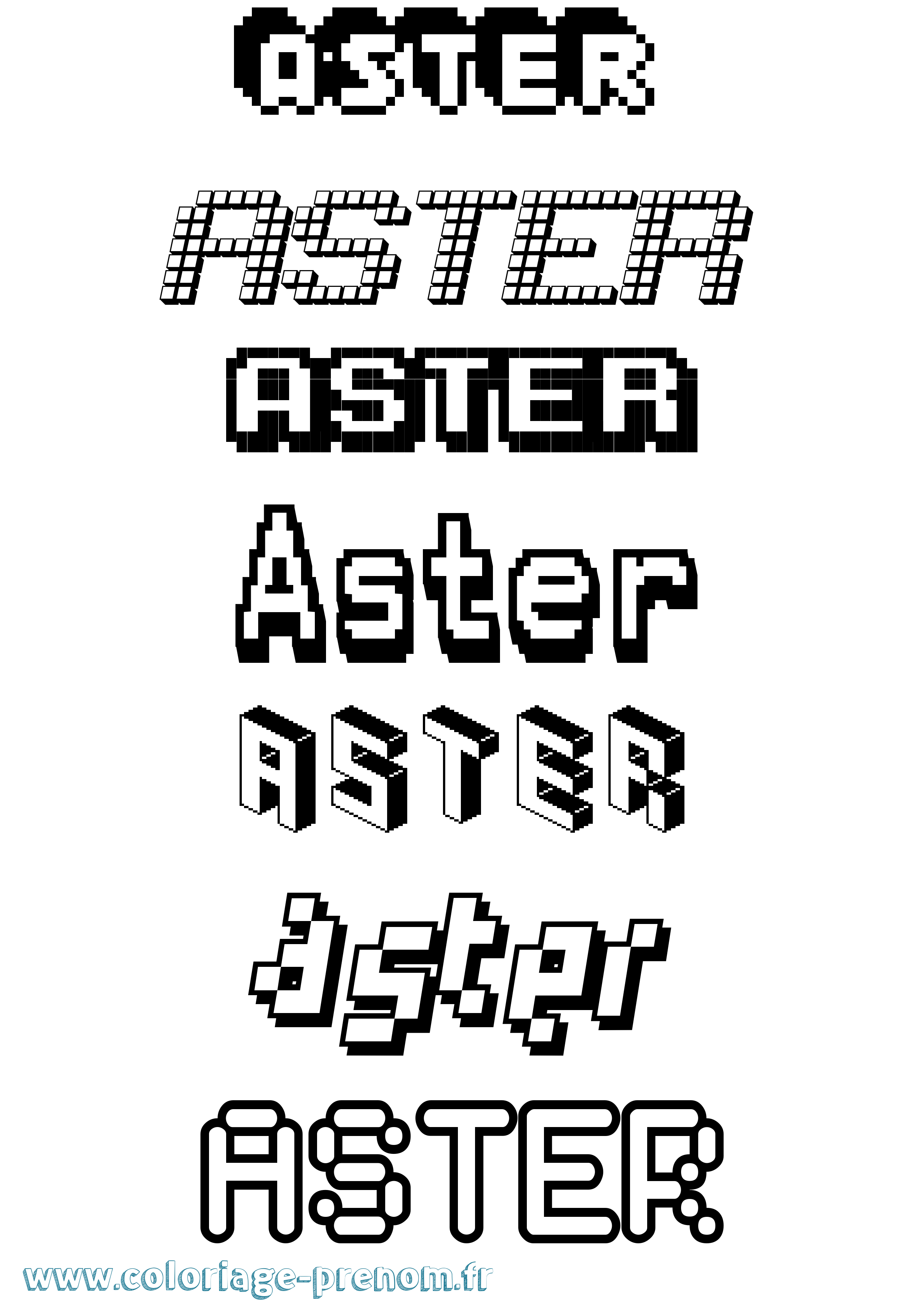 Coloriage prénom Aster Pixel