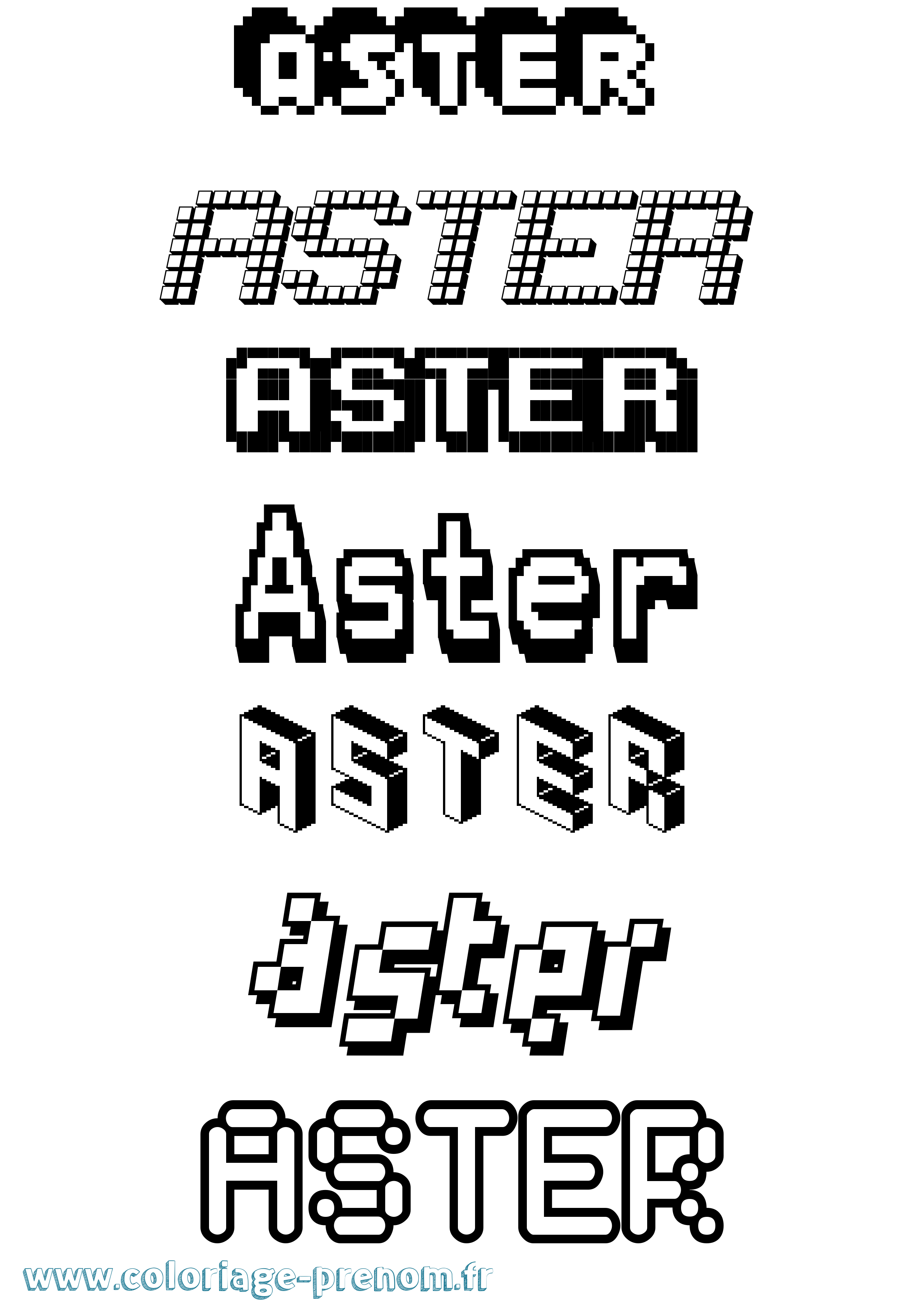 Coloriage Aster Pixel Coloriage prénom Aster Pixel