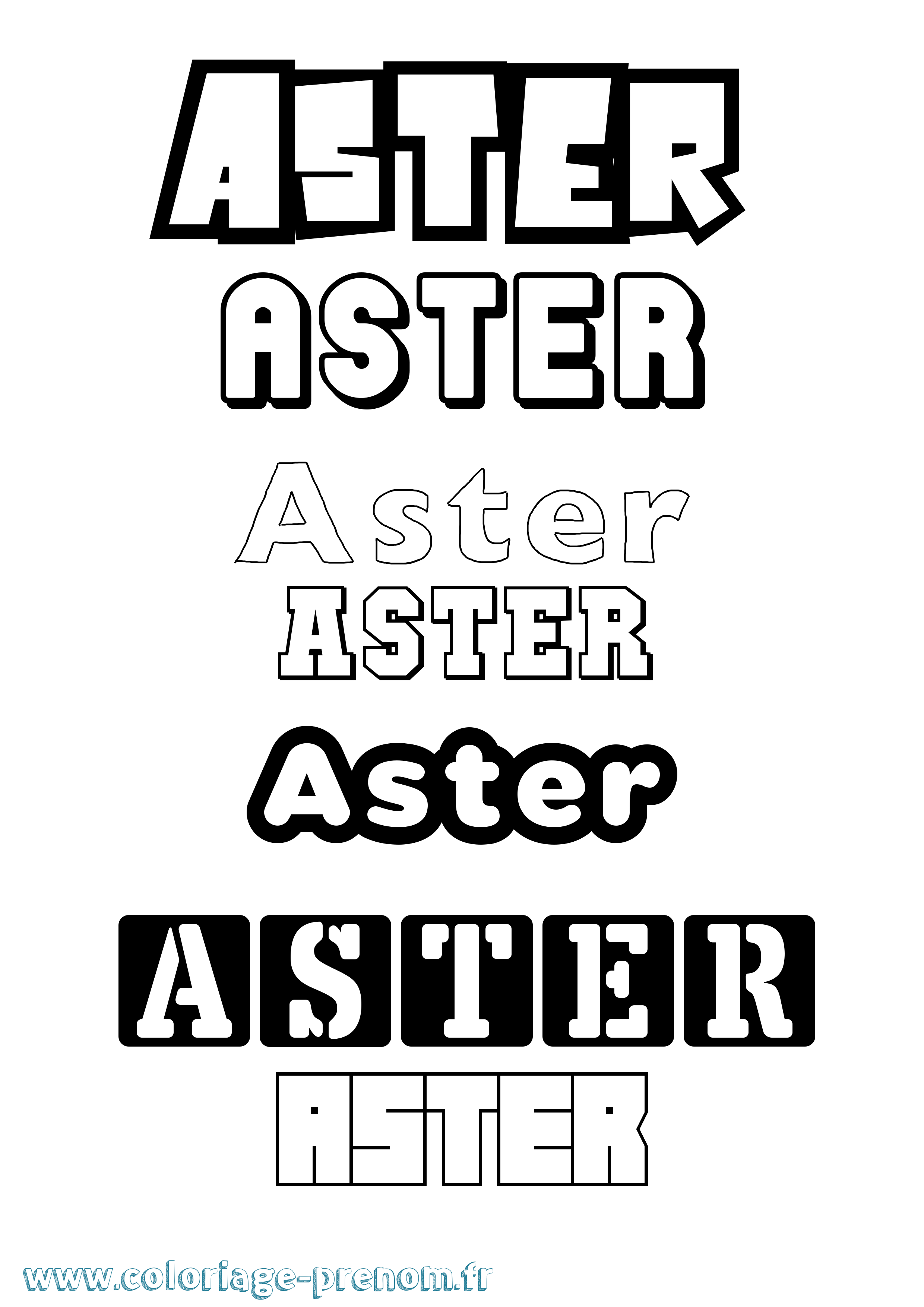 Coloriage prénom Aster Simple