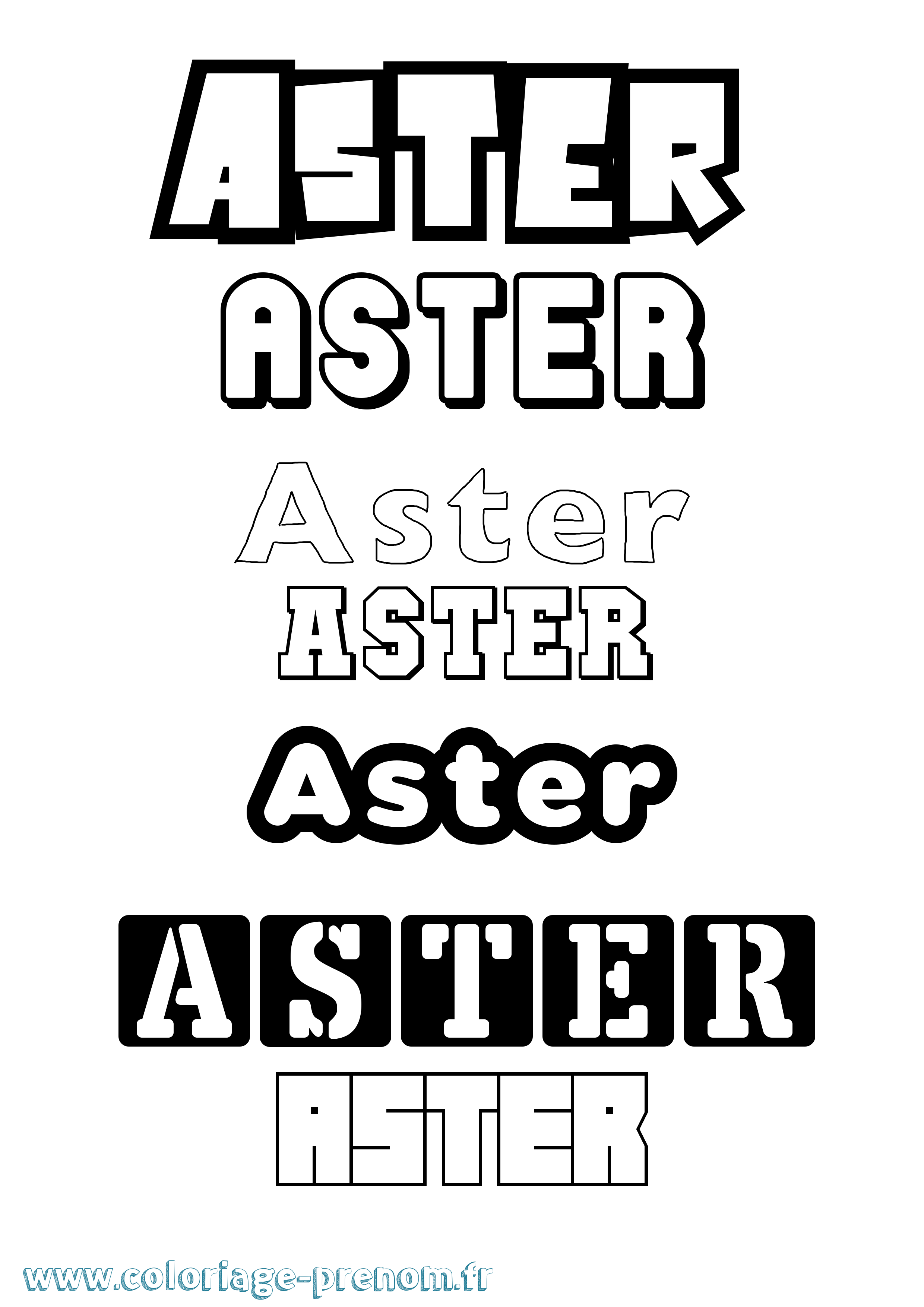 Coloriage Aster Simple Coloriage prénom Aster Simple