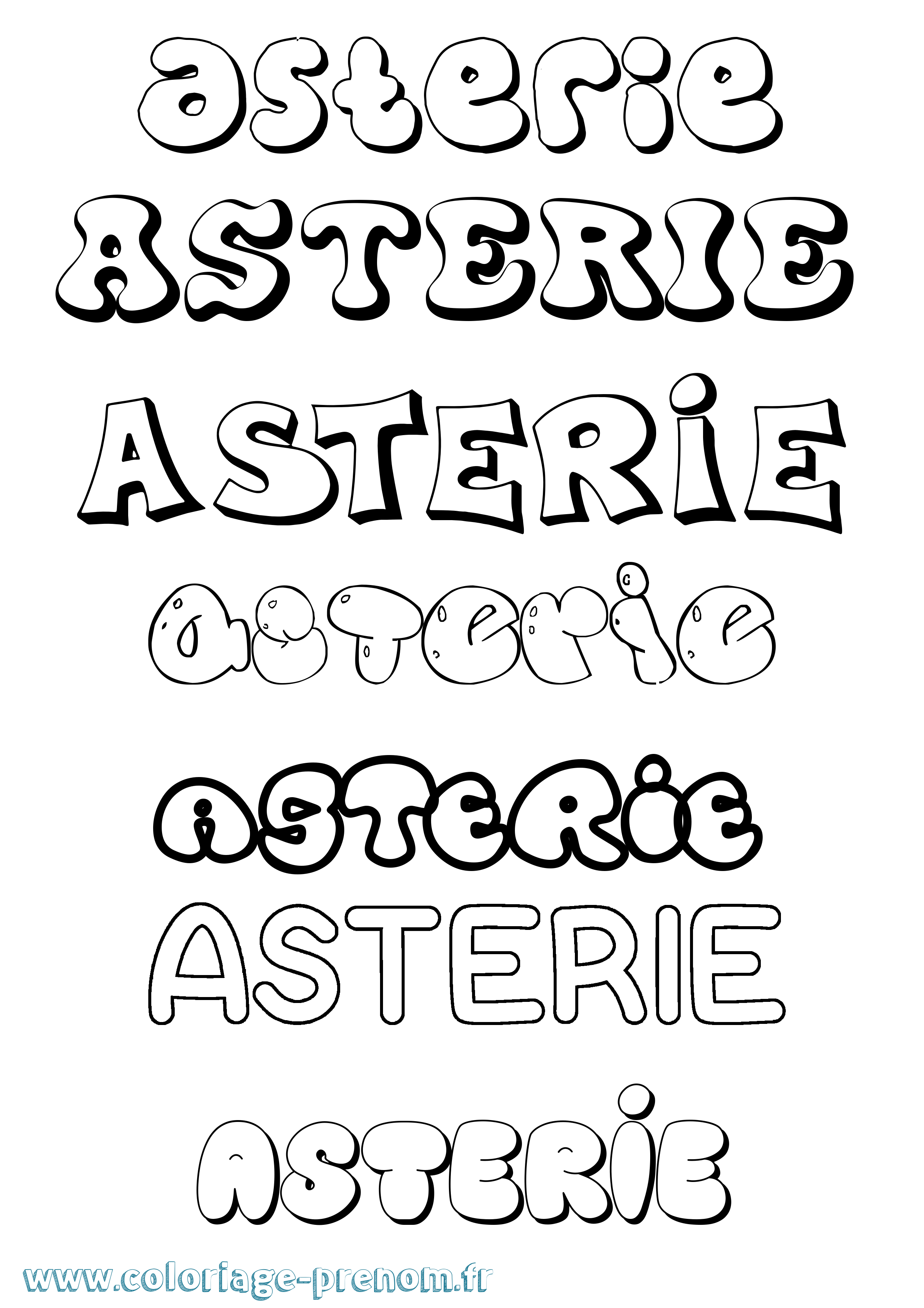 Coloriage Asterie Bubble Coloriage prénom Asterie Bubble