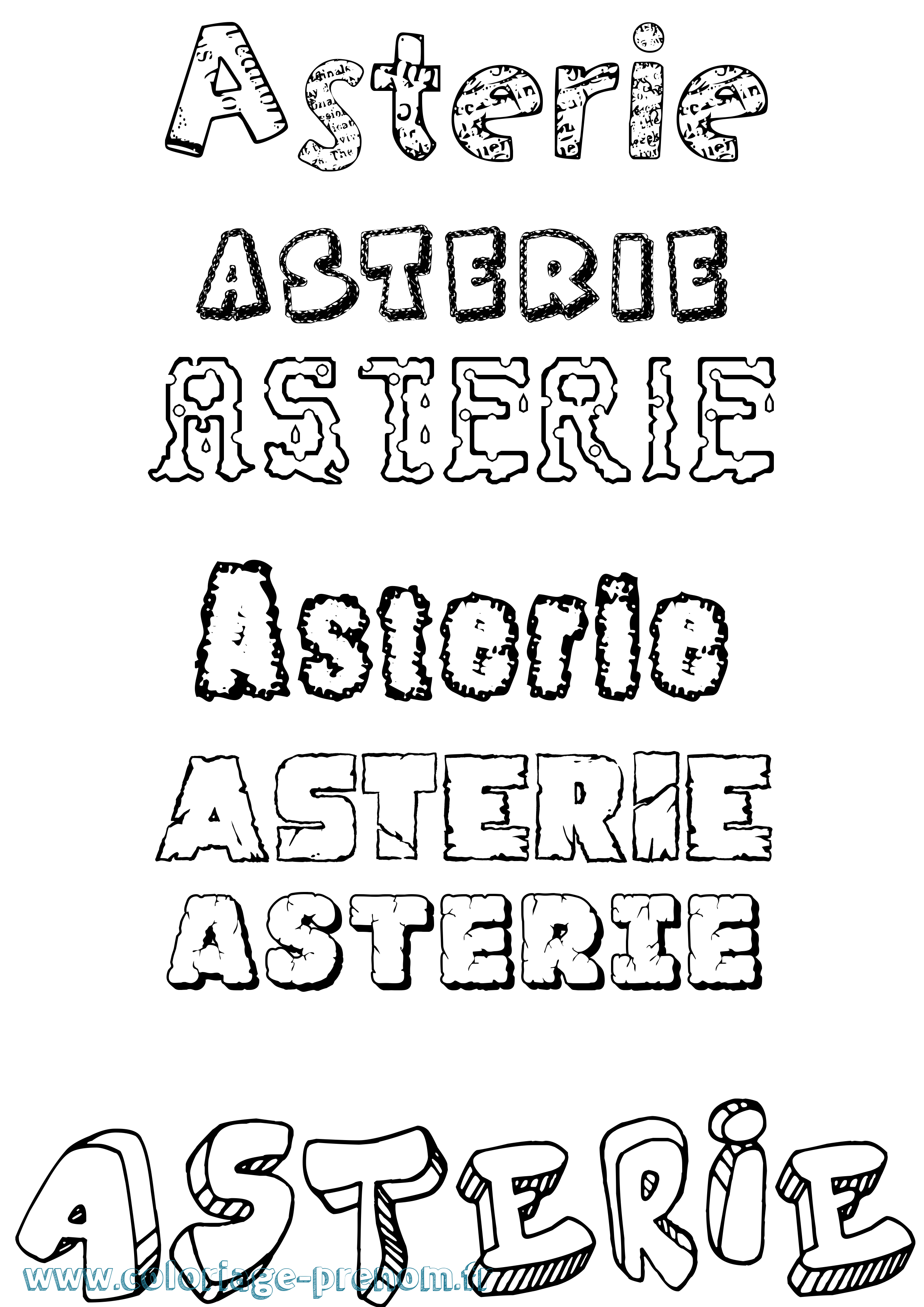 Coloriage prénom Asterie Destructuré