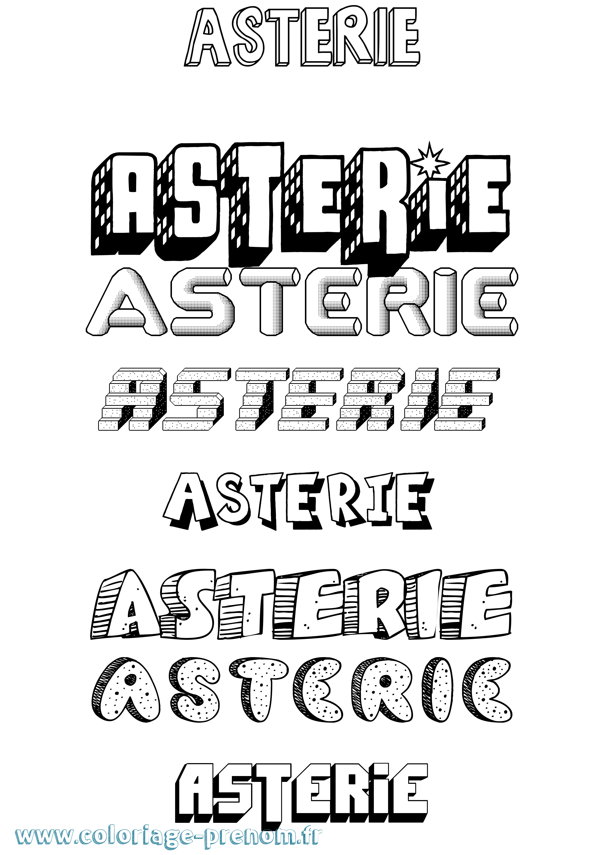 Coloriage Asterie Effet 3D Coloriage prénom Asterie Effet 3D