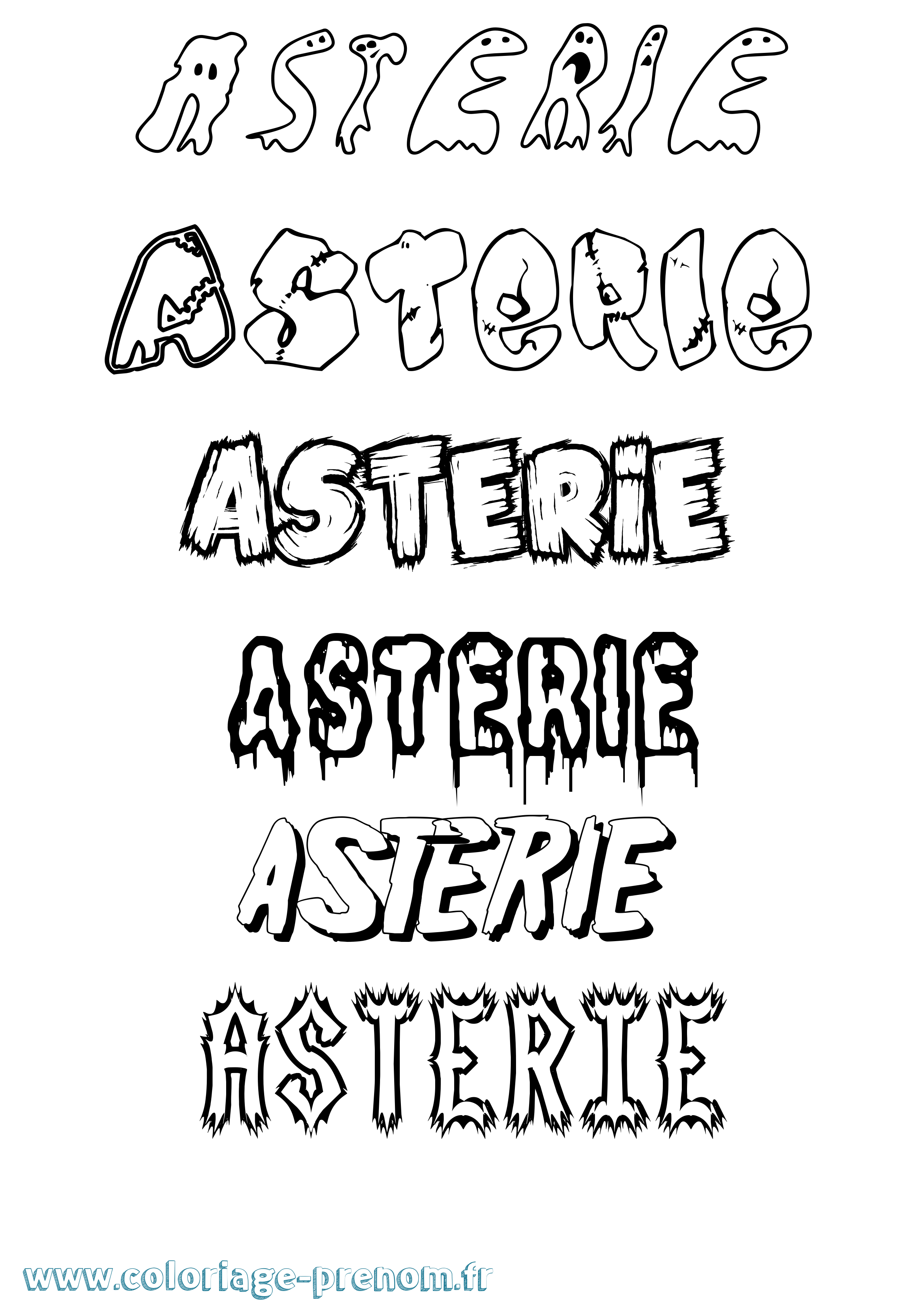 Coloriage prénom Asterie Frisson