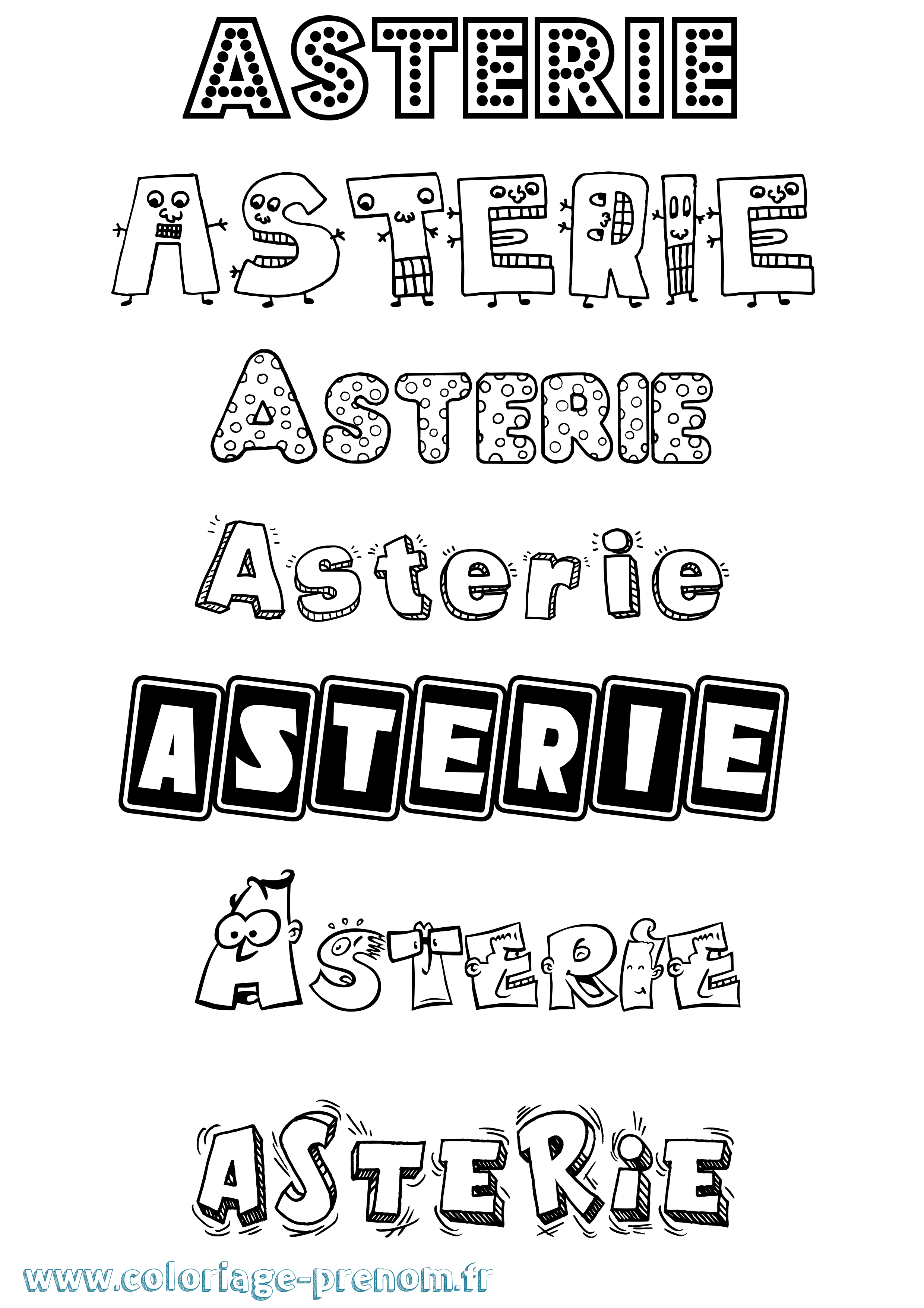 Coloriage prénom Asterie Fun