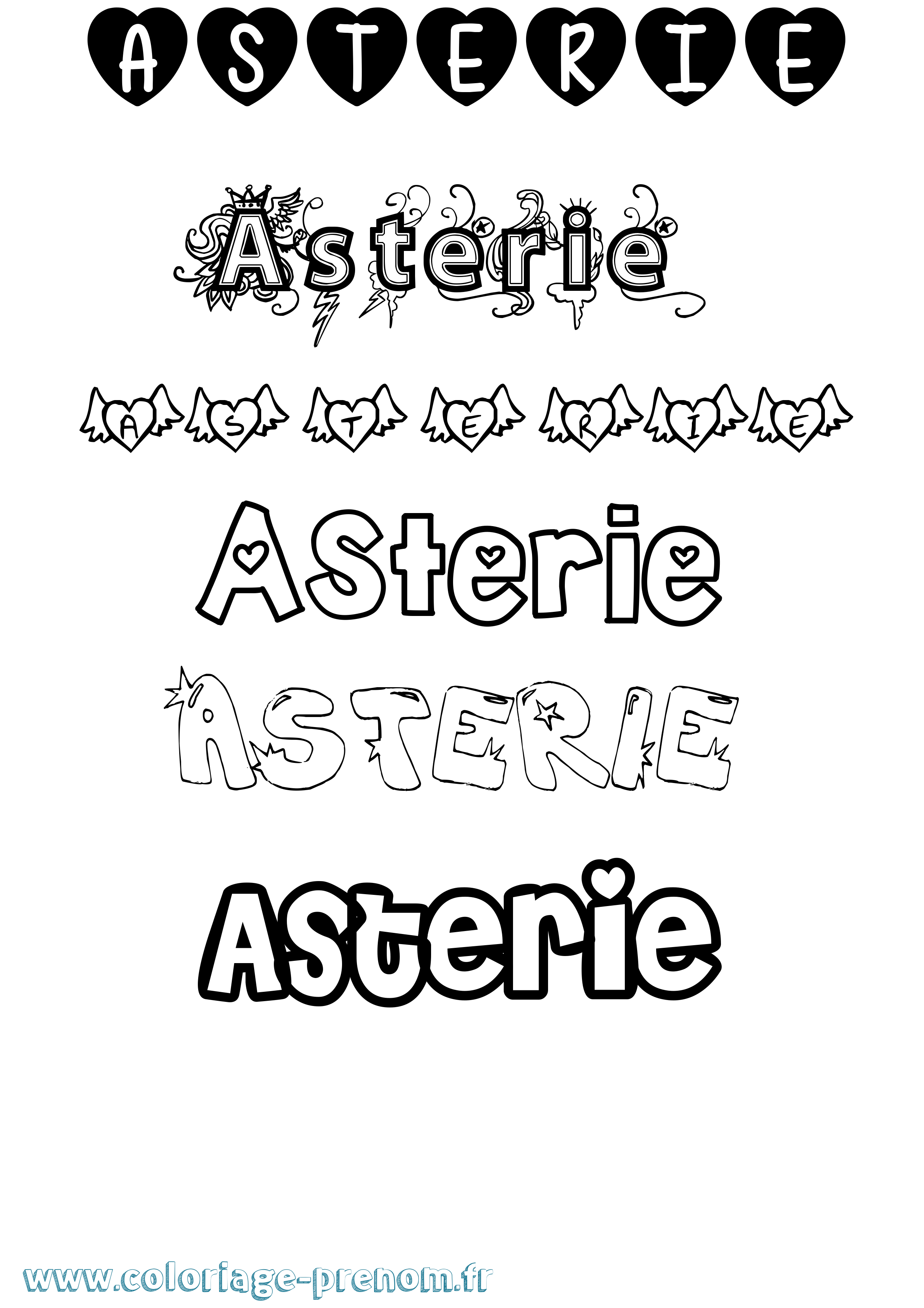 Coloriage Asterie Girly Coloriage prénom Asterie Girly
