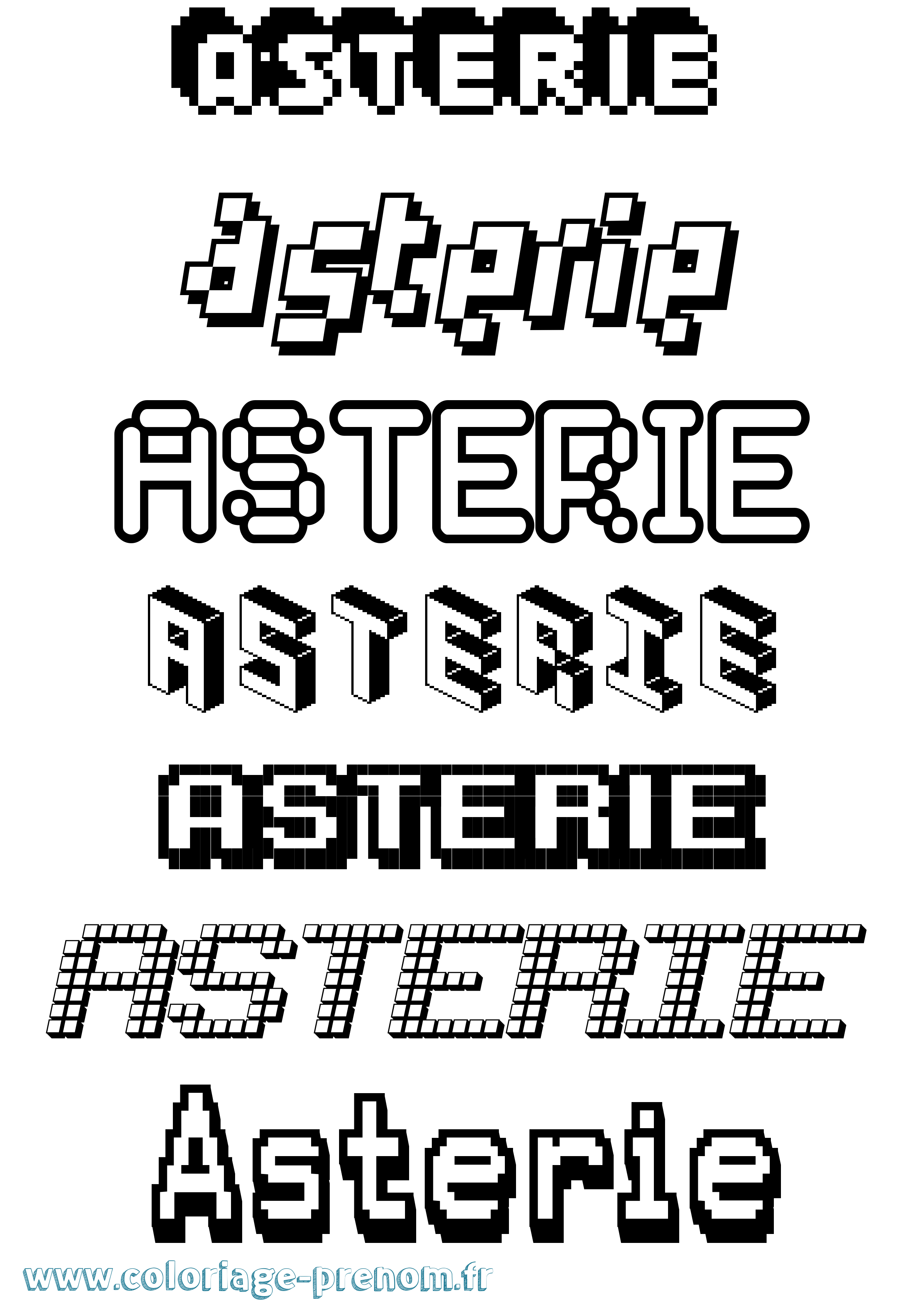 Coloriage prénom Asterie Pixel