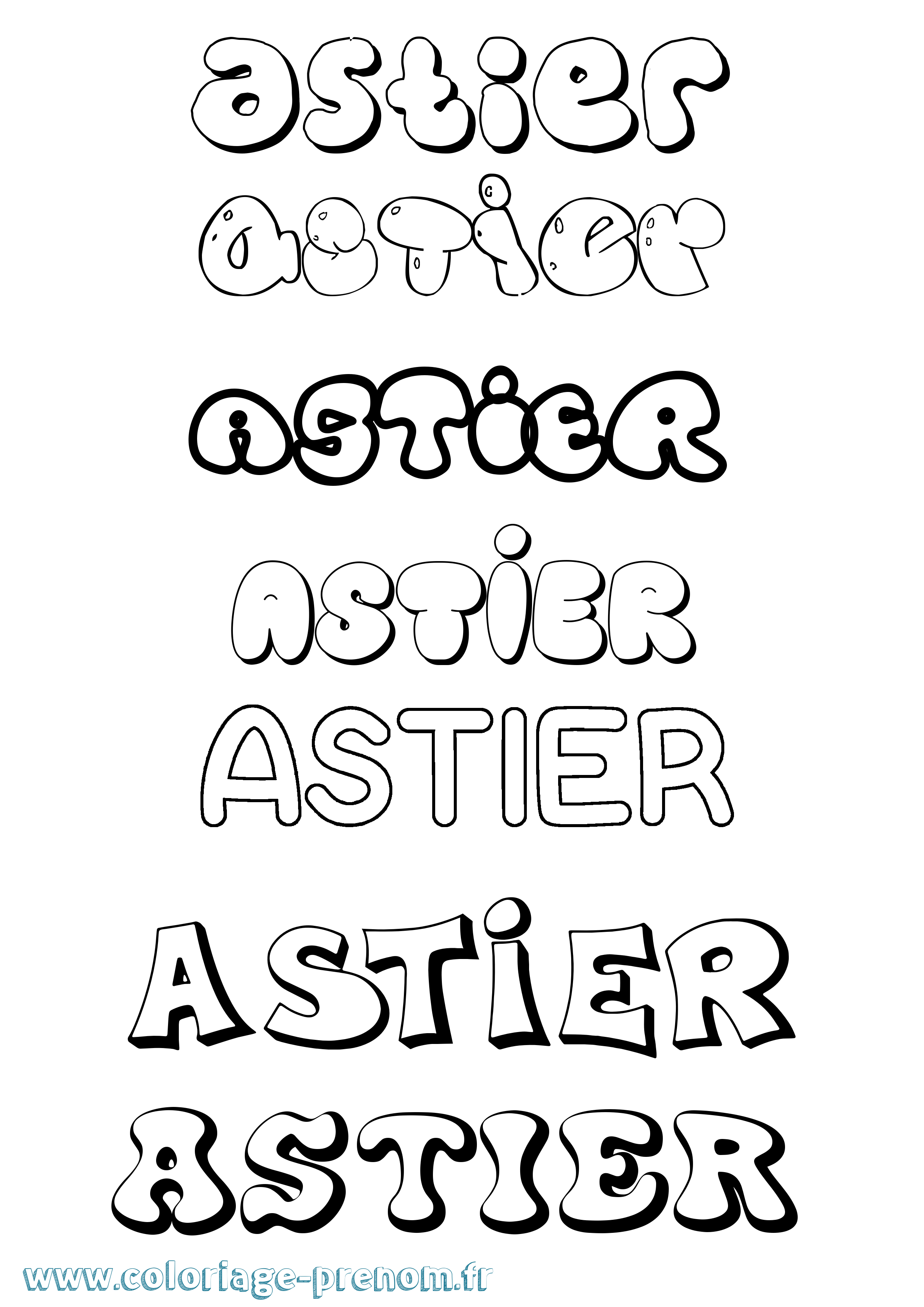 Coloriage prénom Astier Bubble