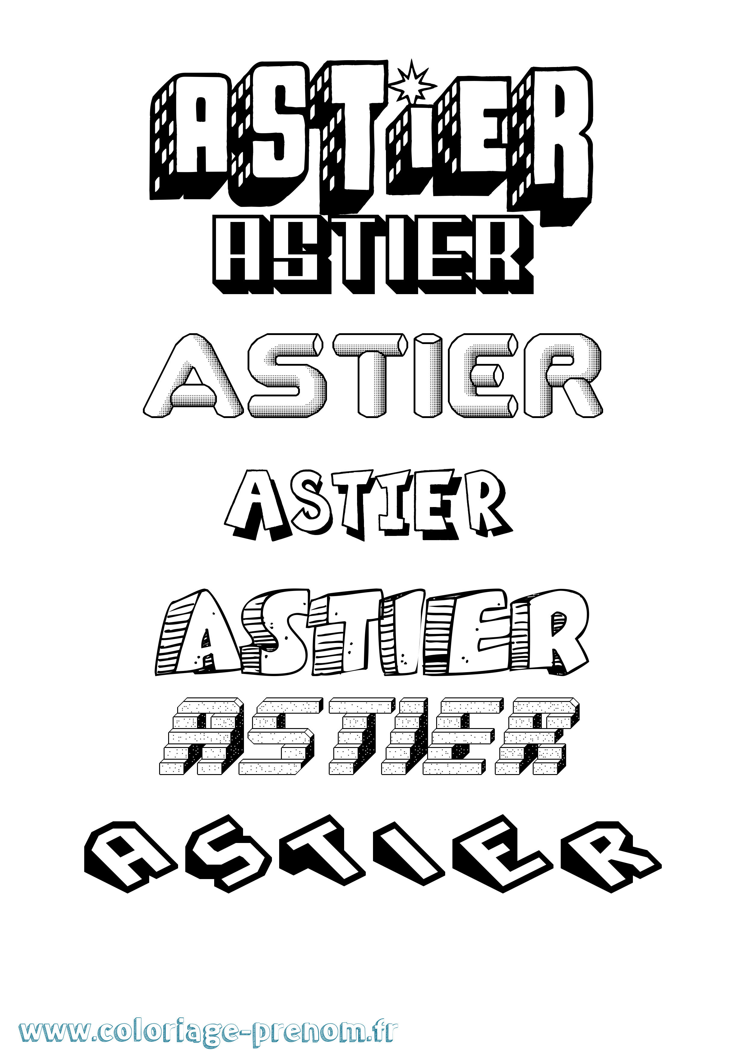 Coloriage prénom Astier Effet 3D