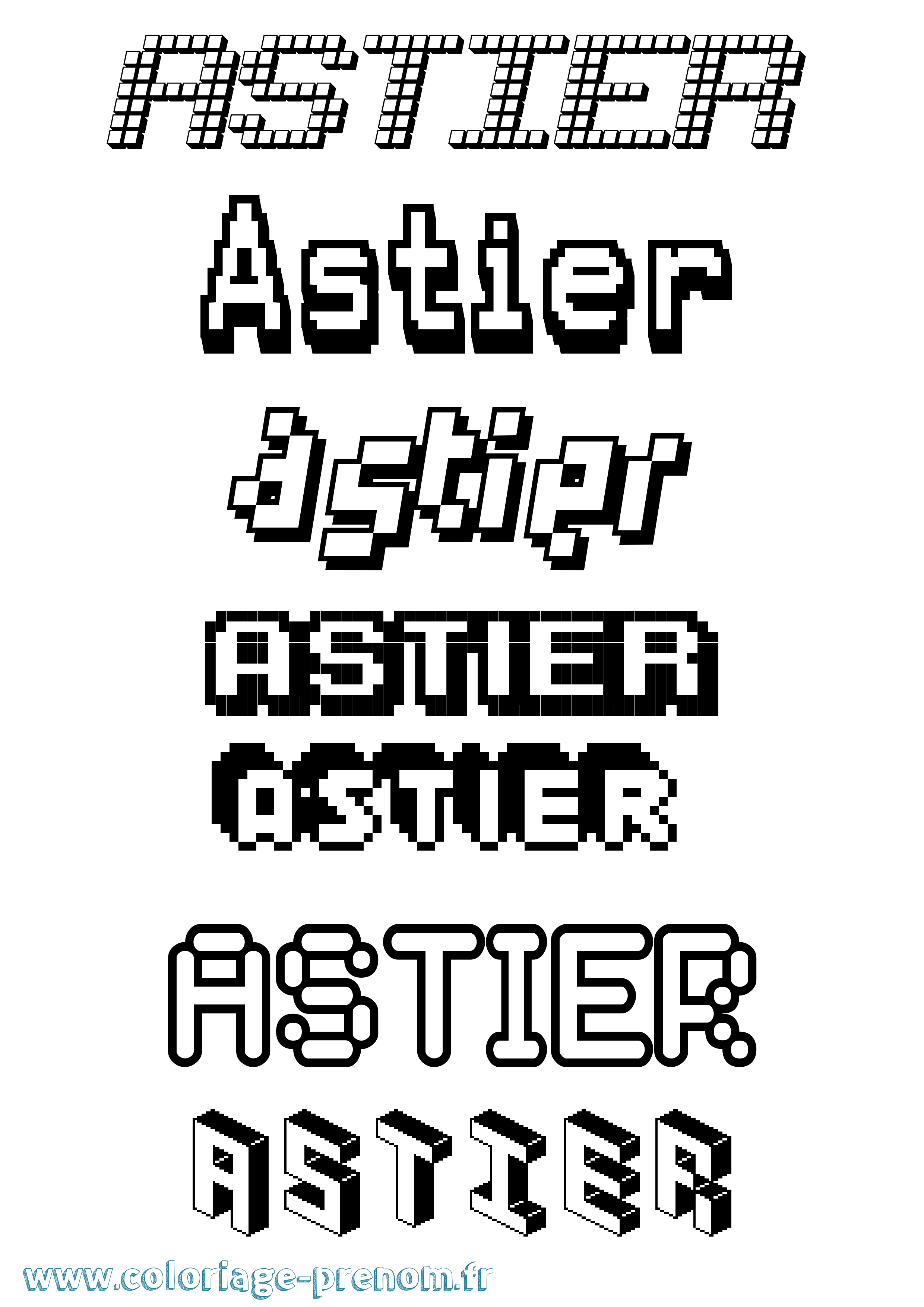 Coloriage prénom Astier Pixel