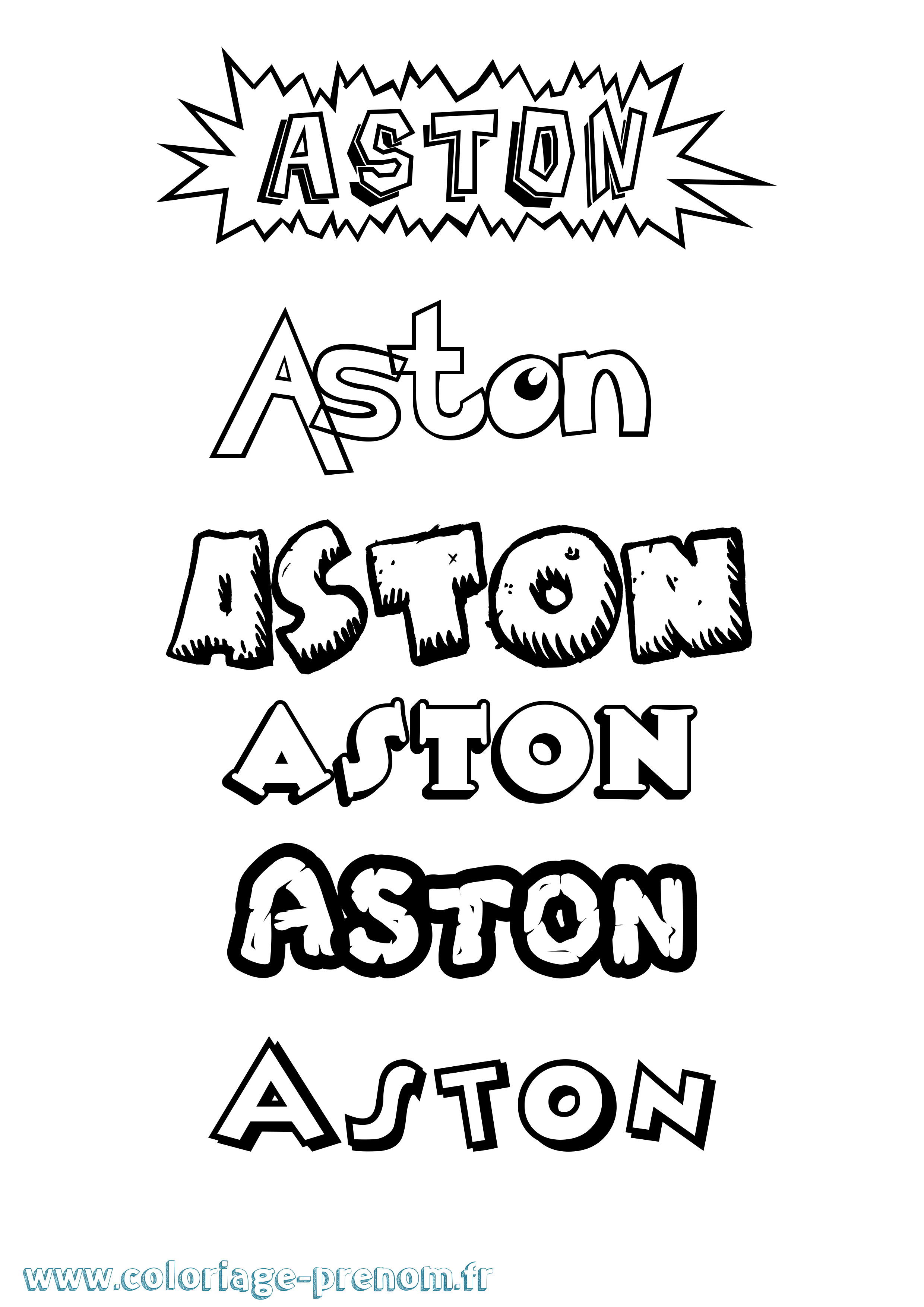 Coloriage Aston Dessin Animé Coloriage prénom Aston Dessin Animé