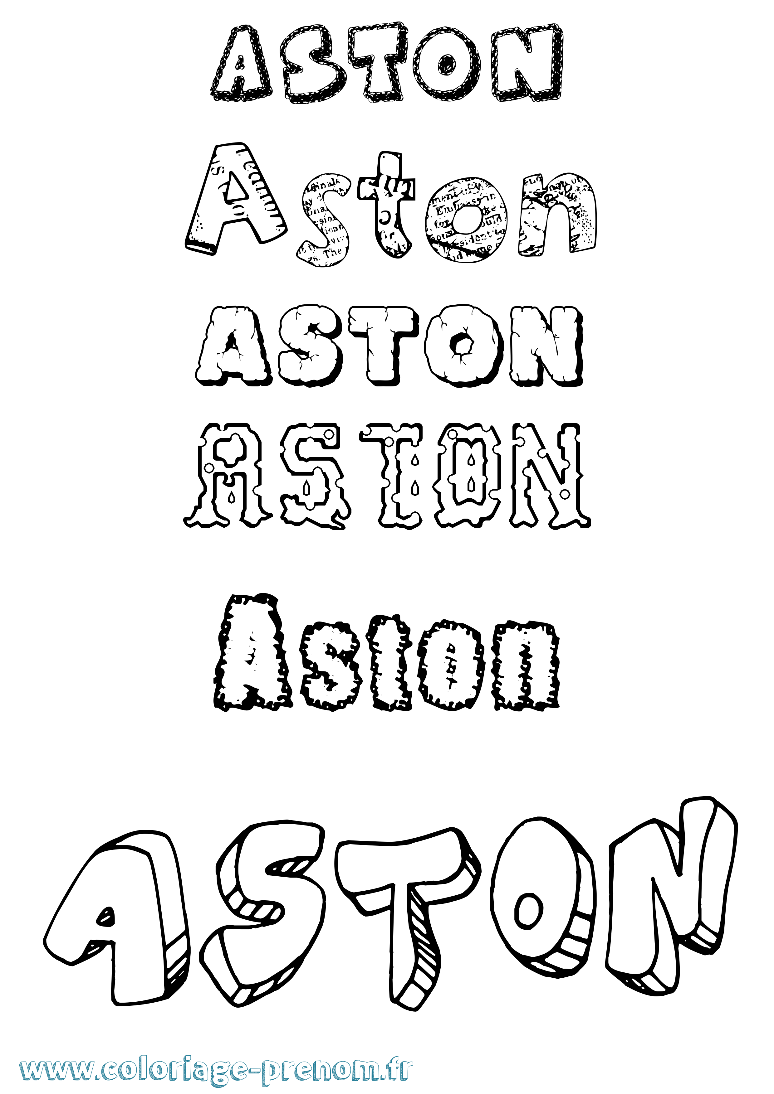 Coloriage Aston Destructuré Coloriage prénom Aston Destructuré