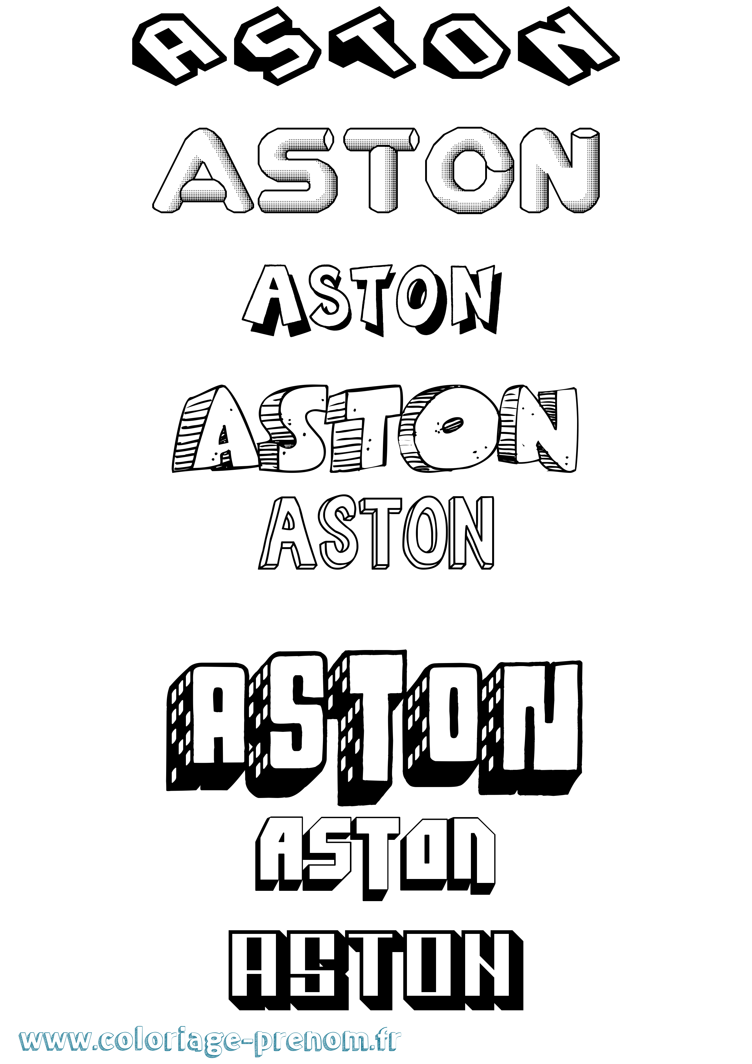 Coloriage Aston Effet 3D Coloriage prénom Aston Effet 3D