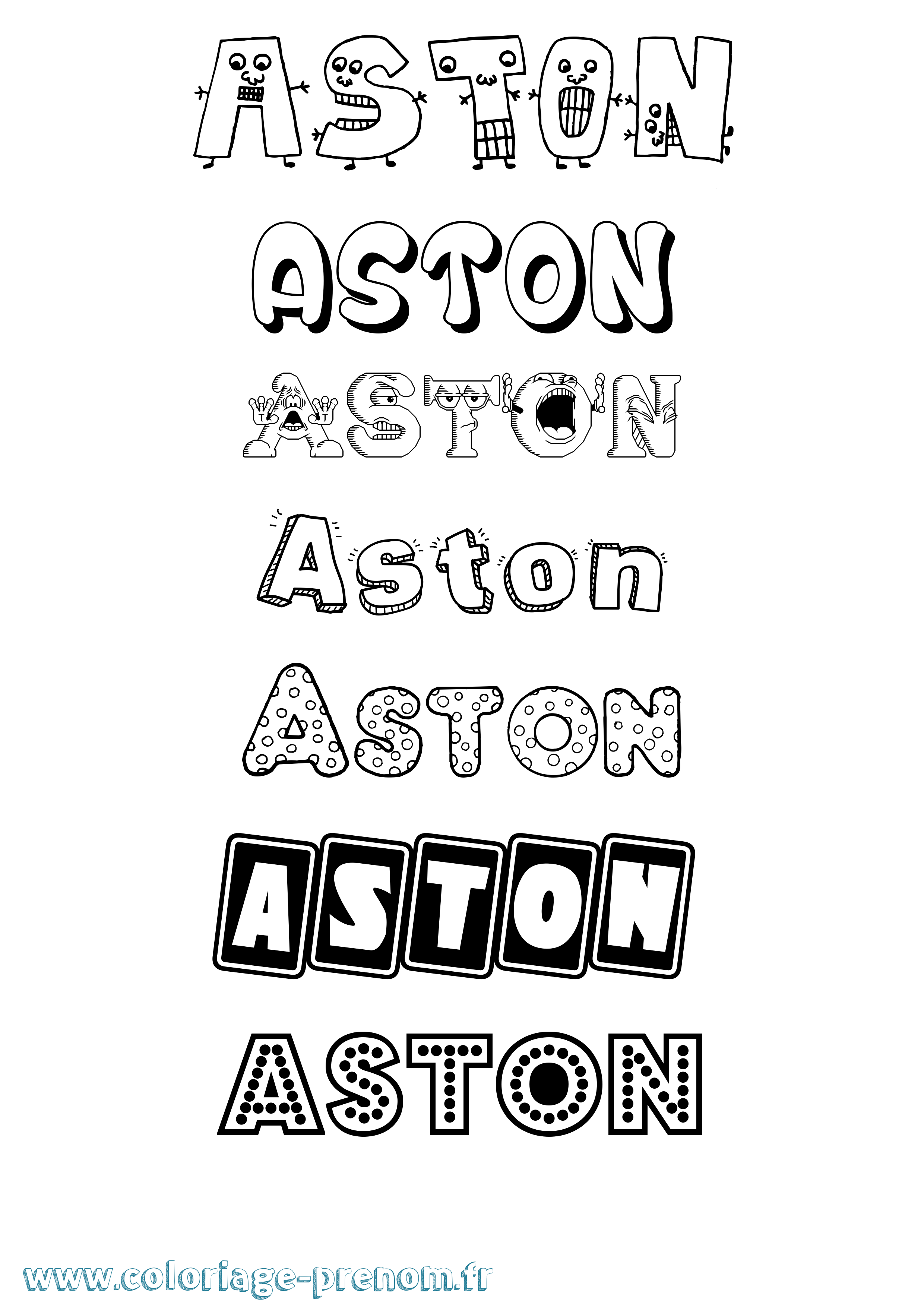 Coloriage Aston Fun Coloriage prénom Aston Fun