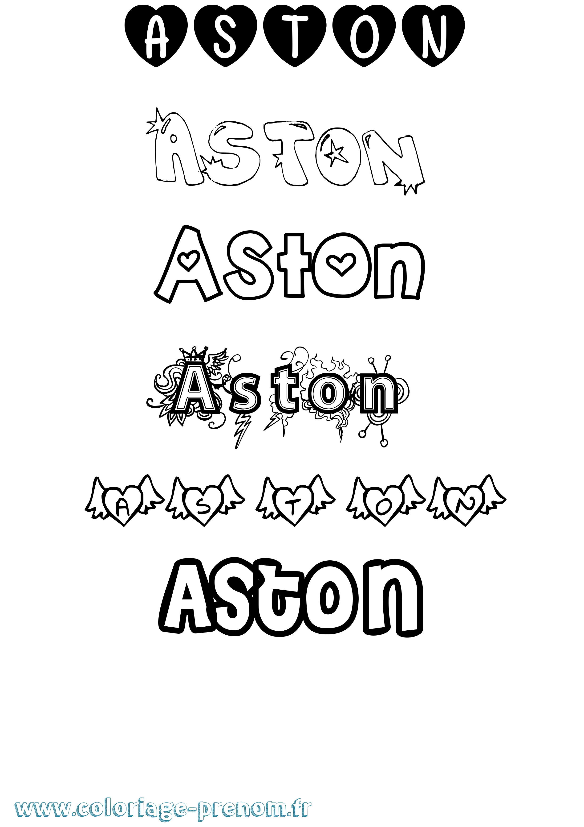 Coloriage Aston Girly Coloriage prénom Aston Girly