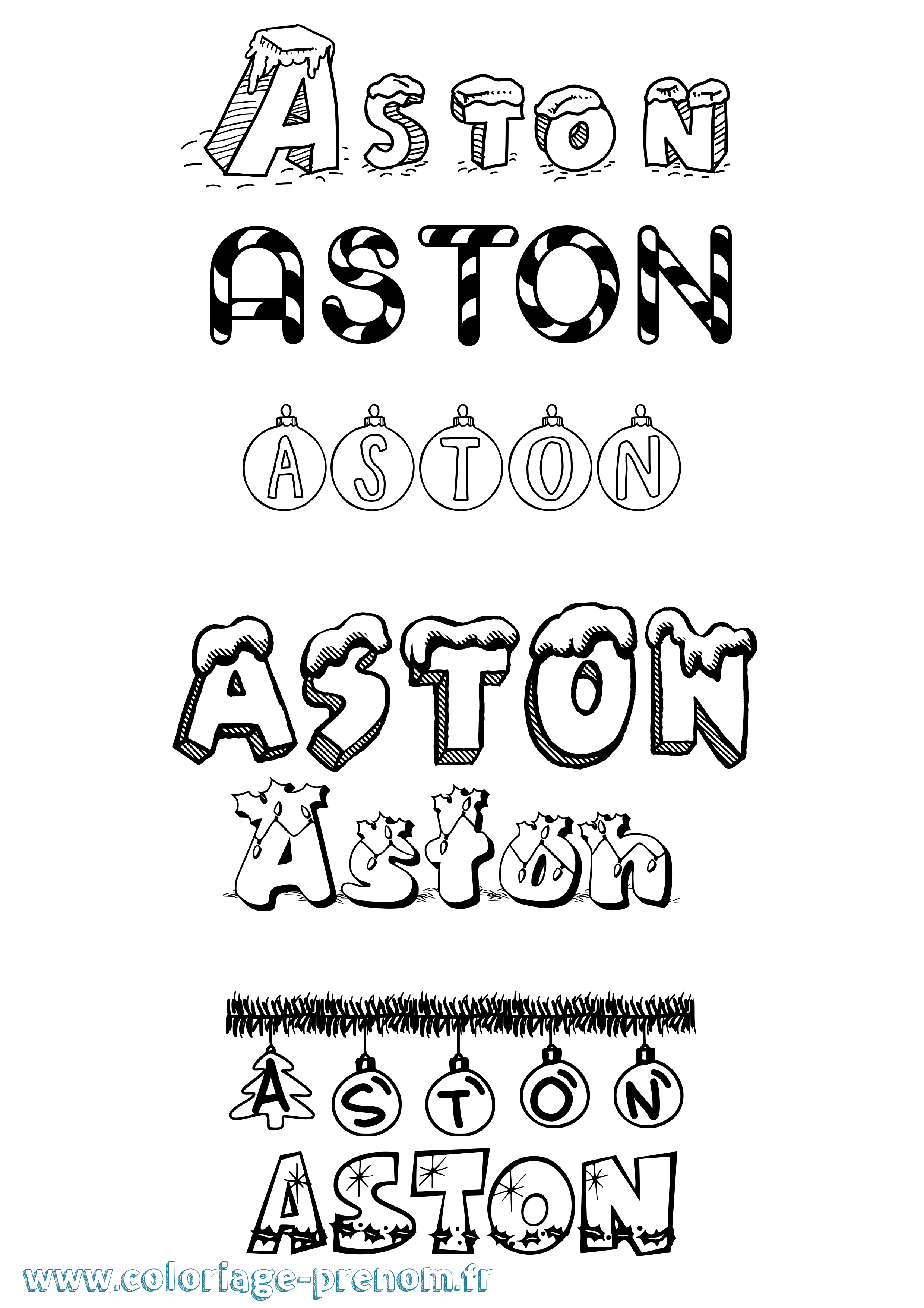 Coloriage Aston Noël Coloriage prénom Aston Noël