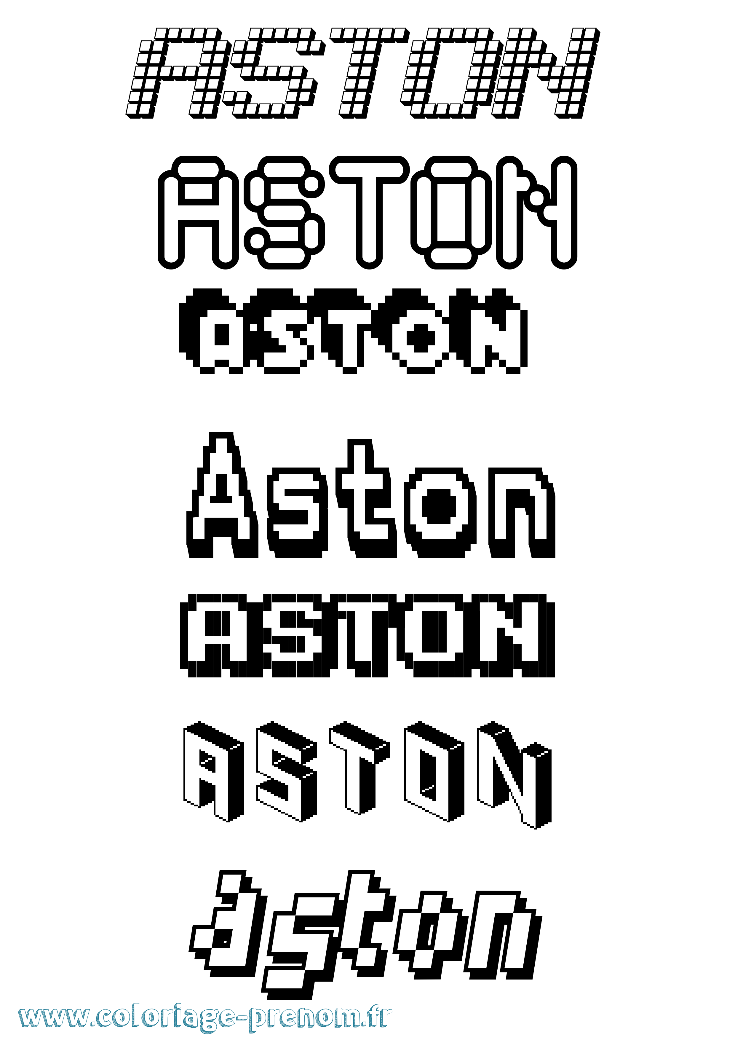 Coloriage Aston Pixel Coloriage prénom Aston Pixel
