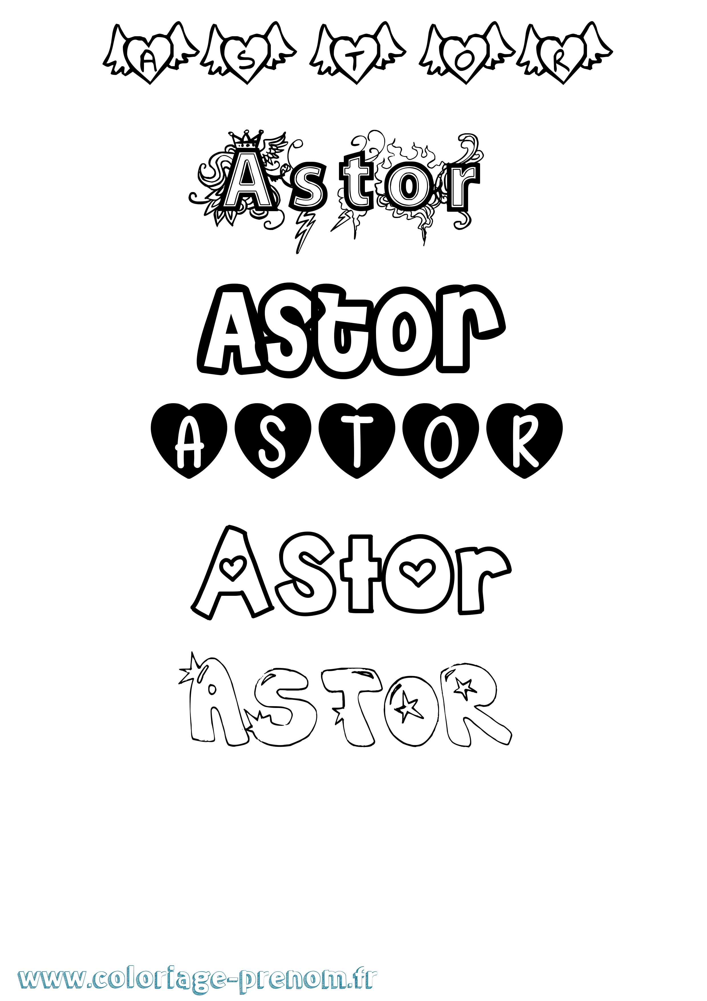 Coloriage Astor Girly Coloriage prénom Astor Girly