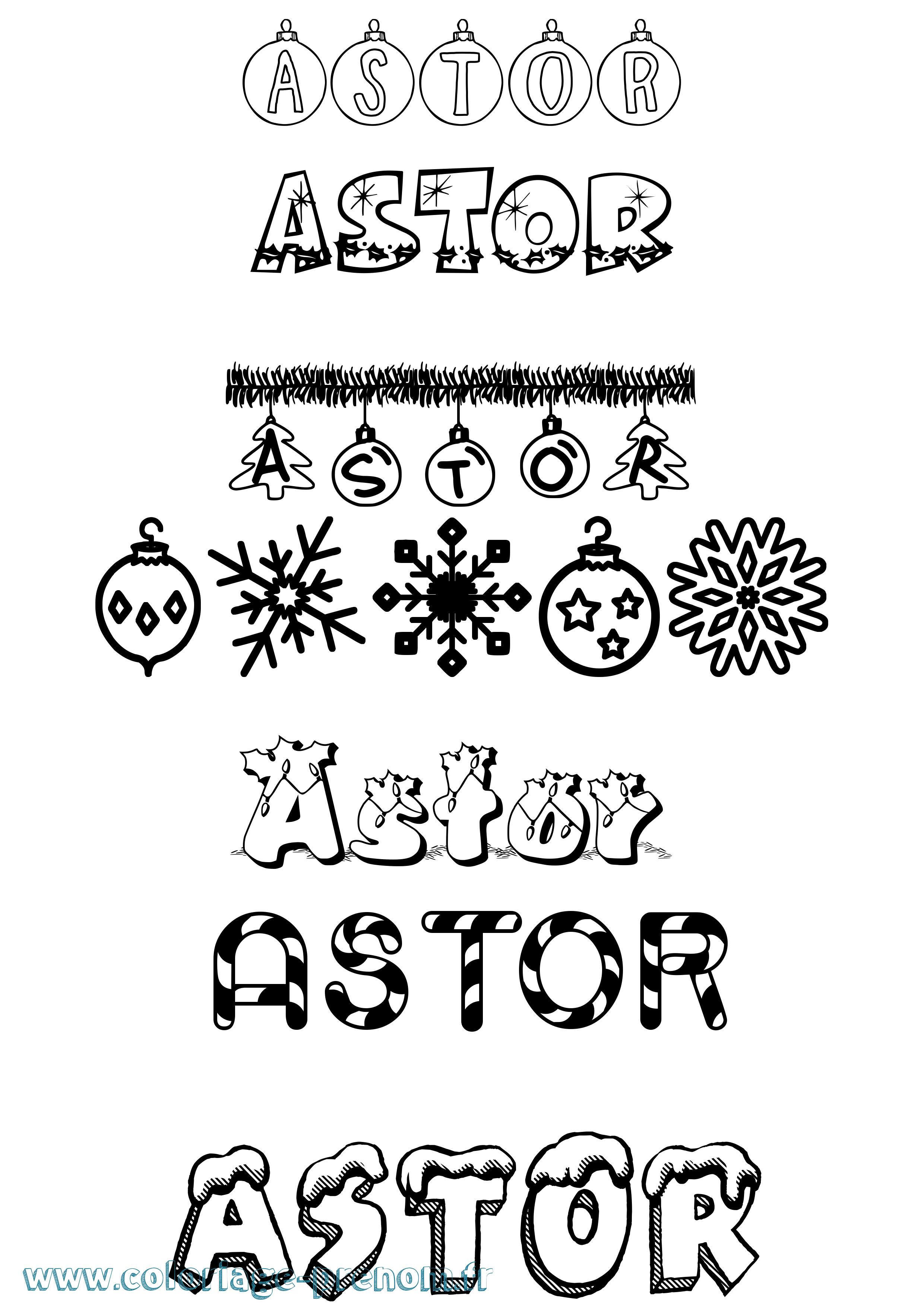 Coloriage Astor Noël Coloriage prénom Astor Noël
