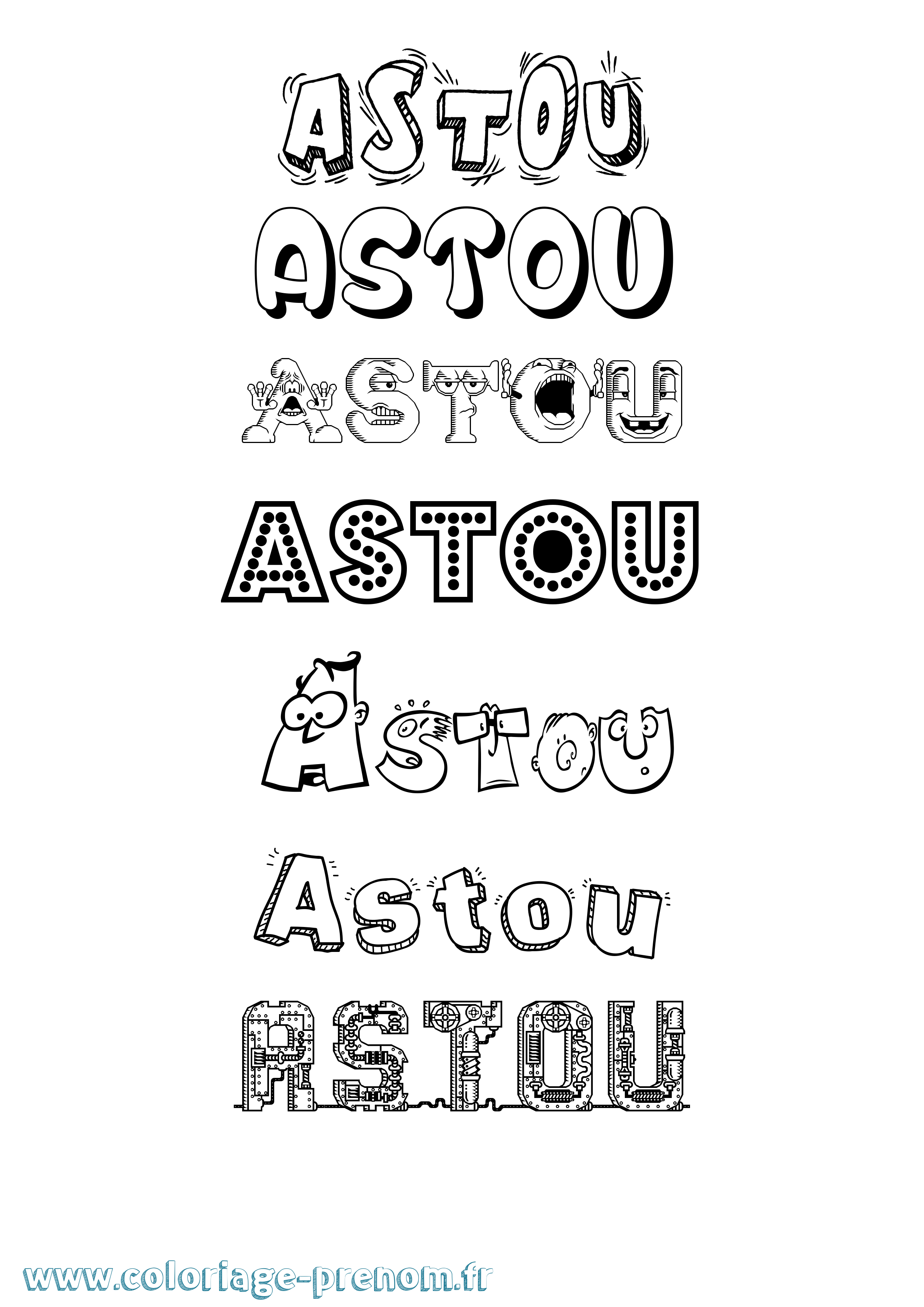Coloriage prénom Astou Fun
