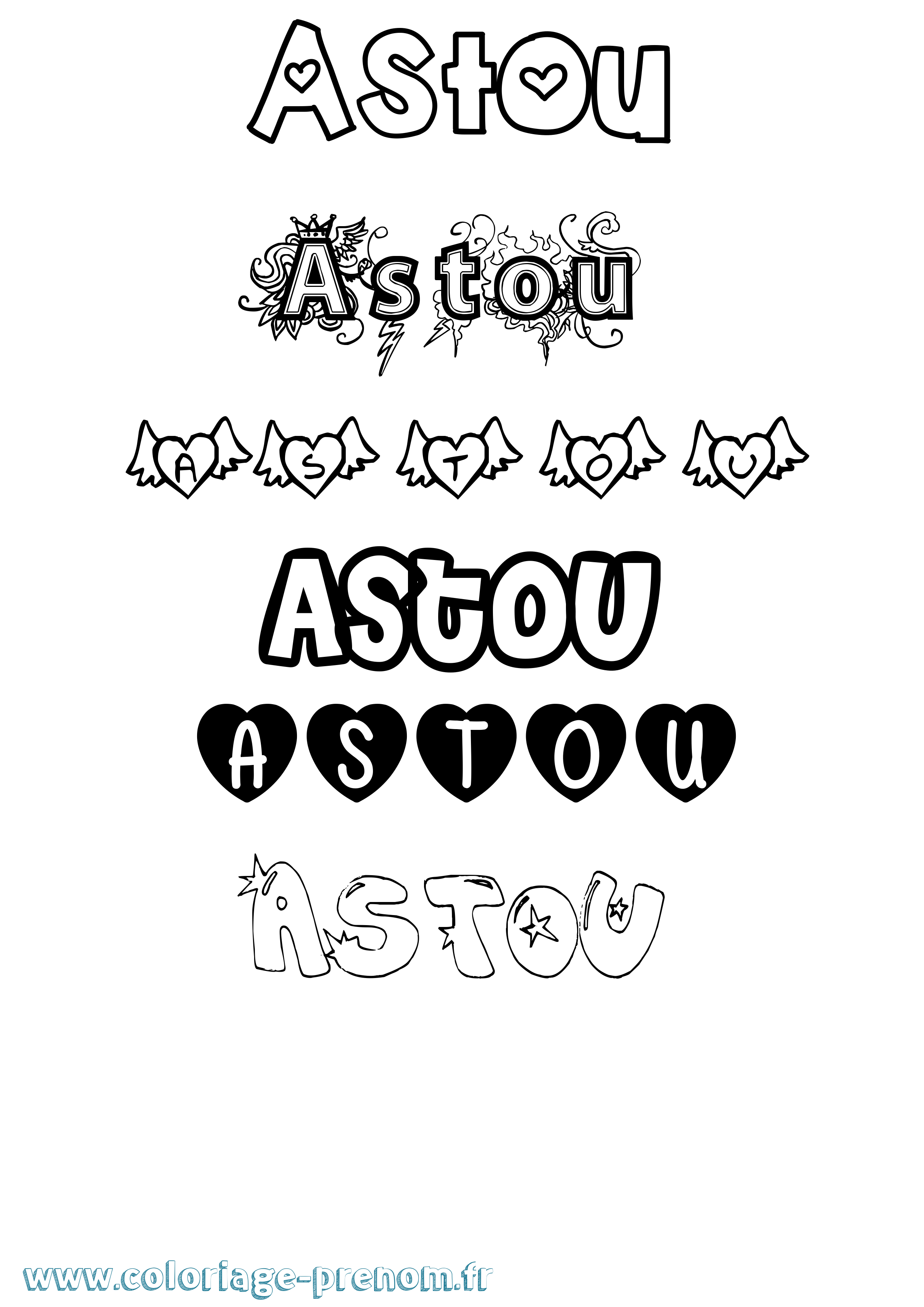 Coloriage prénom Astou Girly