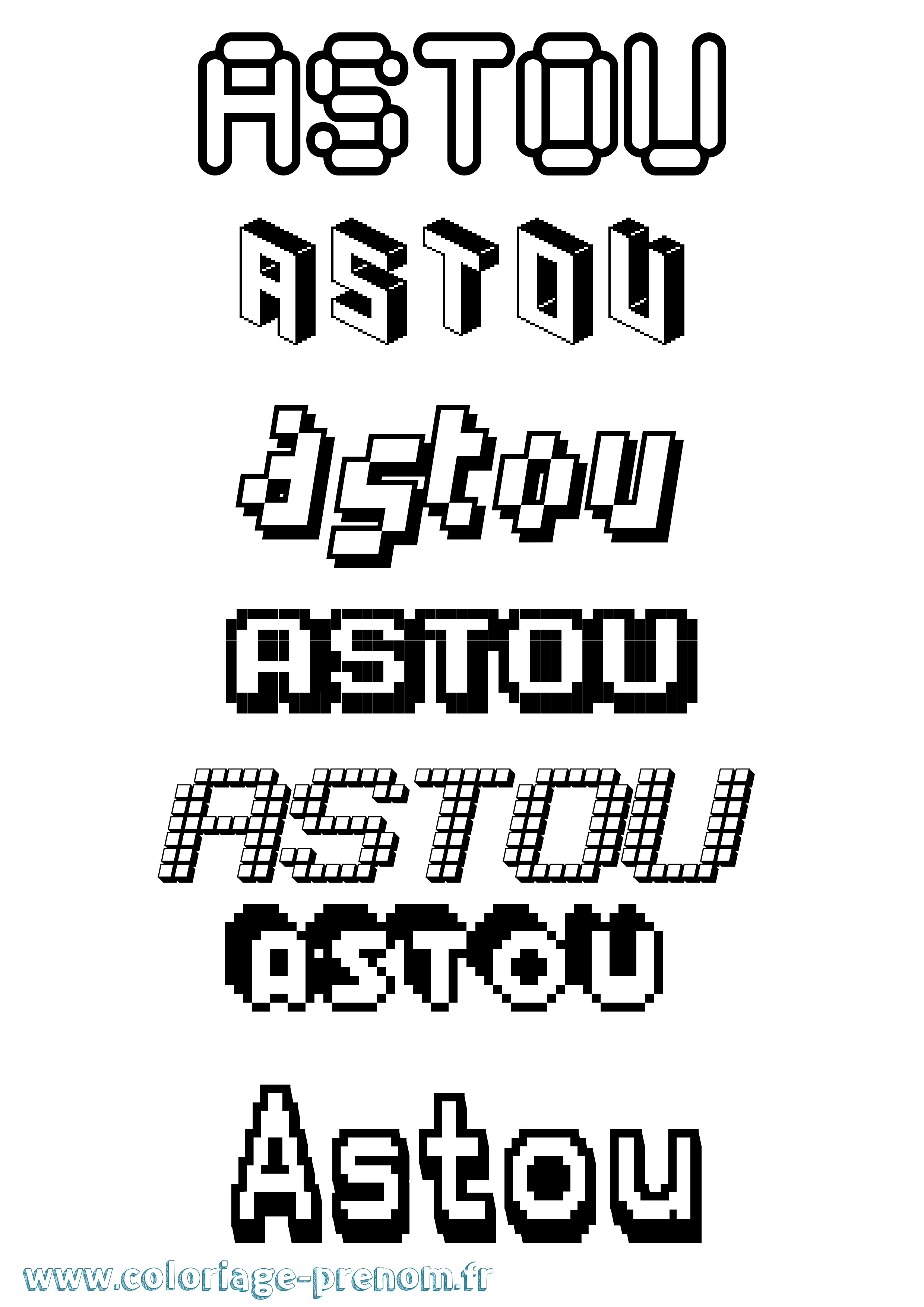 Coloriage prénom Astou Pixel