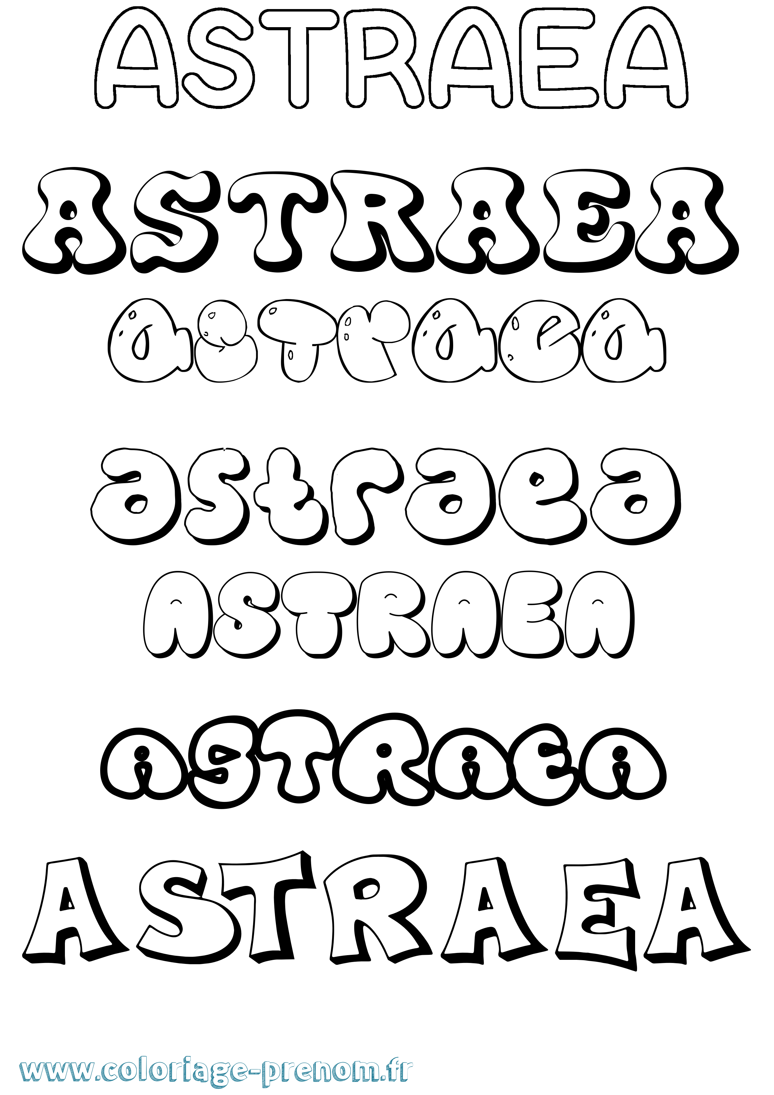 Coloriage Astraea Bubble Coloriage prénom Astraea Bubble
