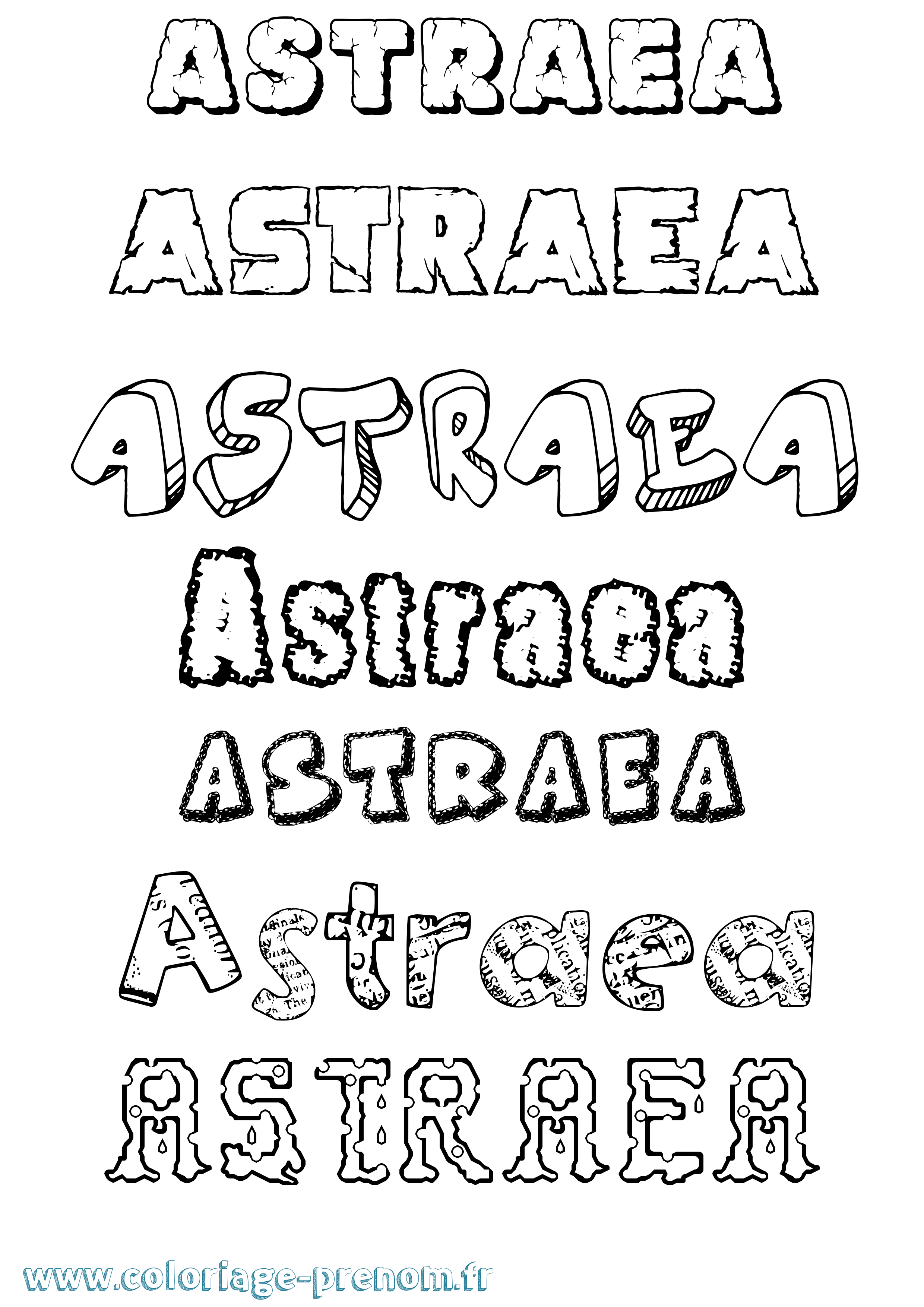 Coloriage prénom Astraea Destructuré