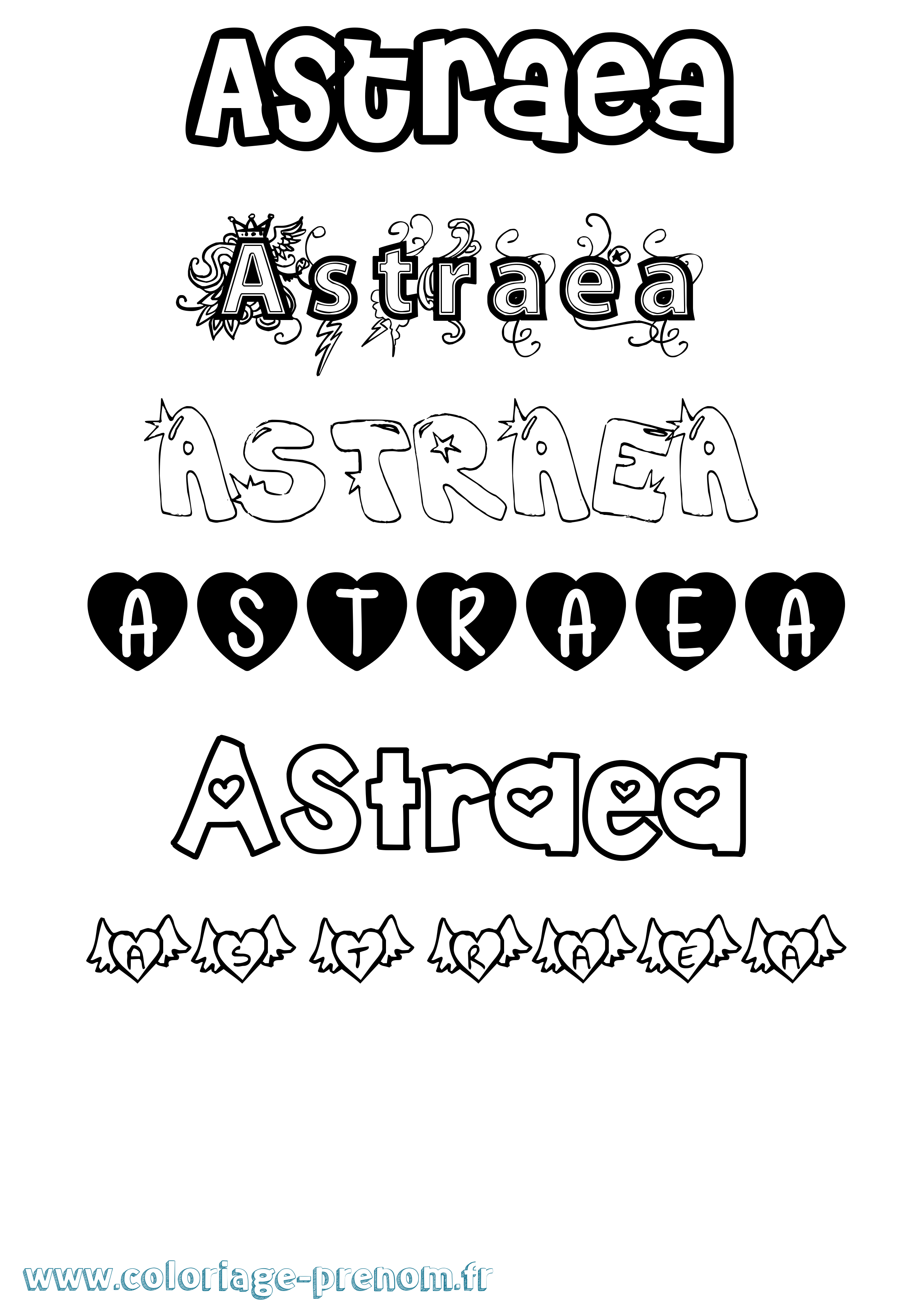 Coloriage Astraea Girly Coloriage prénom Astraea Girly