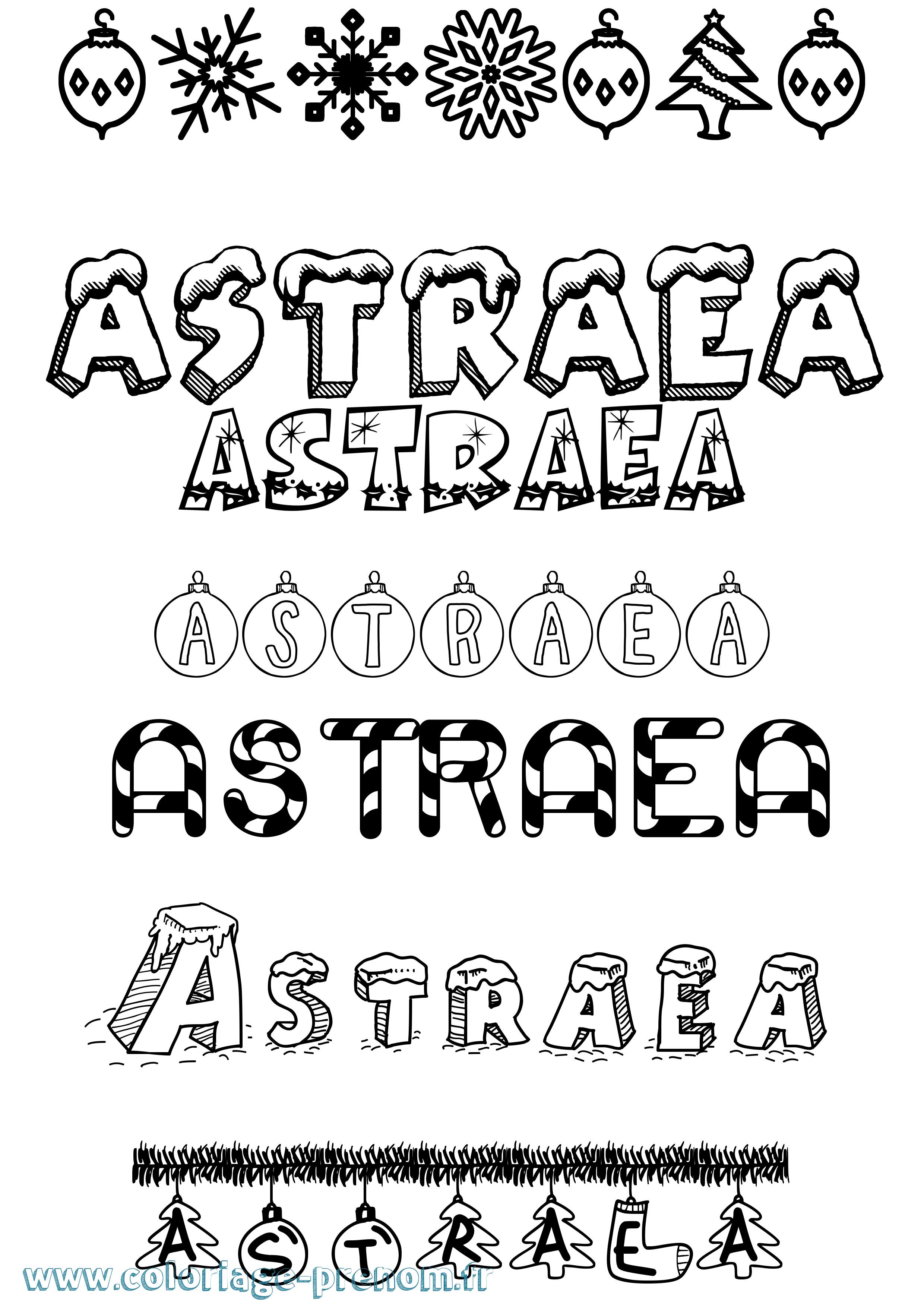 Coloriage Astraea Noël Coloriage prénom Astraea Noël