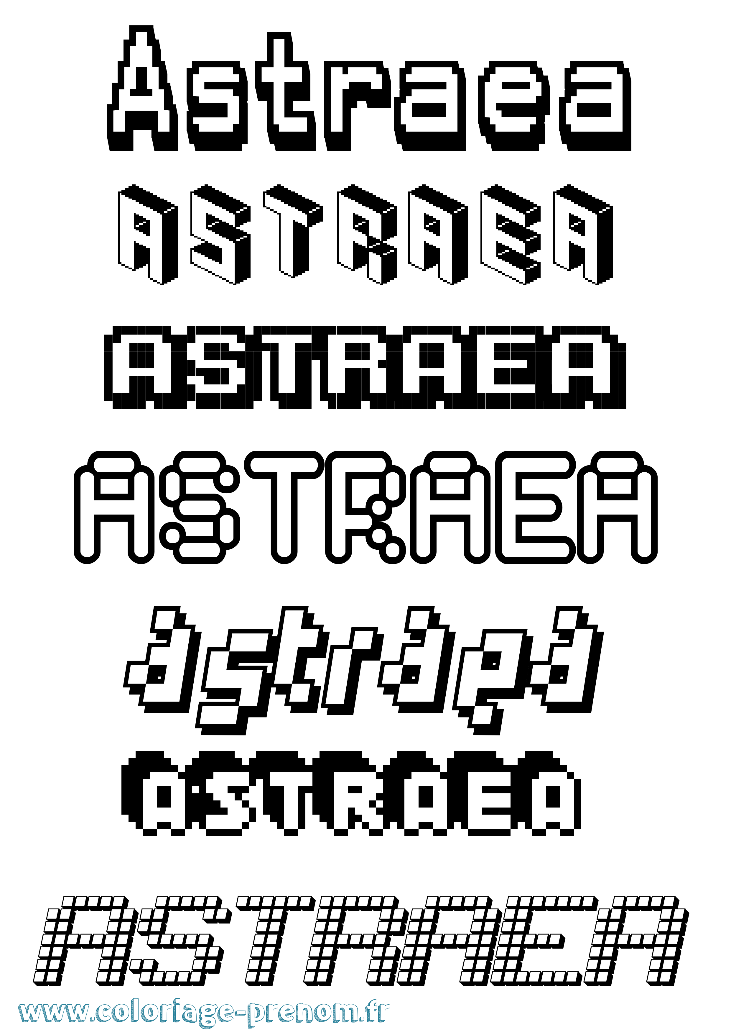 Coloriage prénom Astraea Pixel