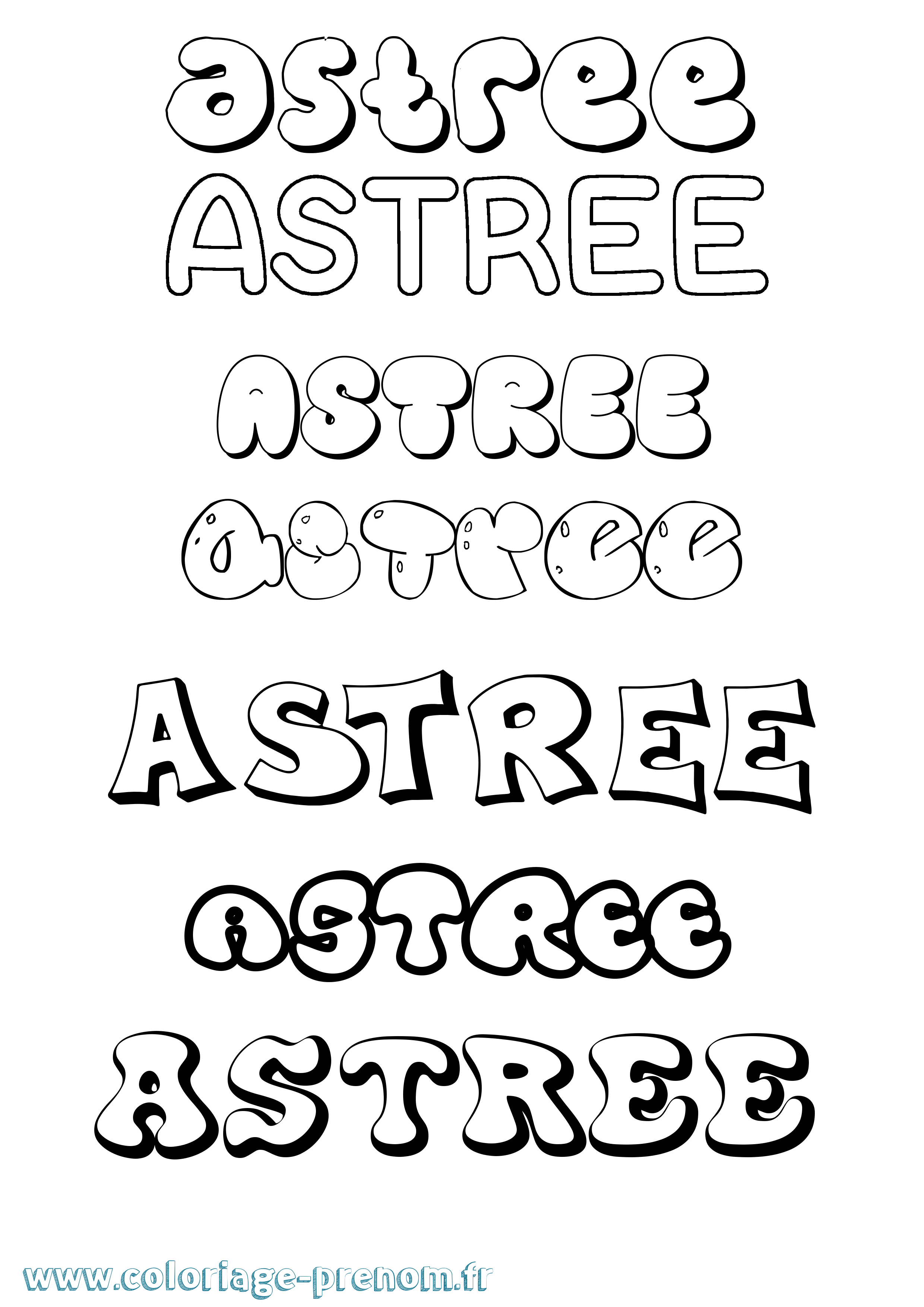 Coloriage prénom Astree Bubble
