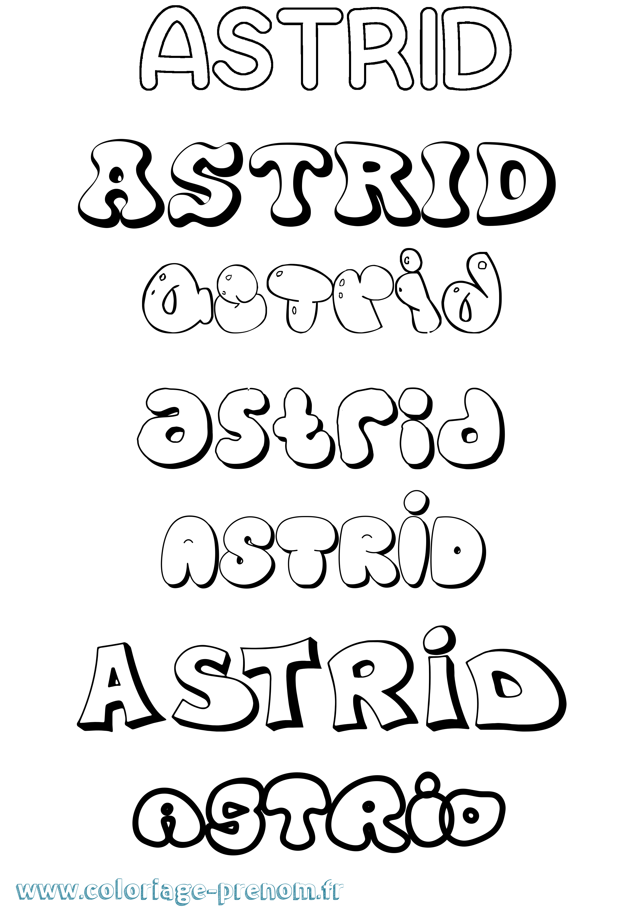 Coloriage Astrid Bubble Coloriage prénom Astrid Bubble