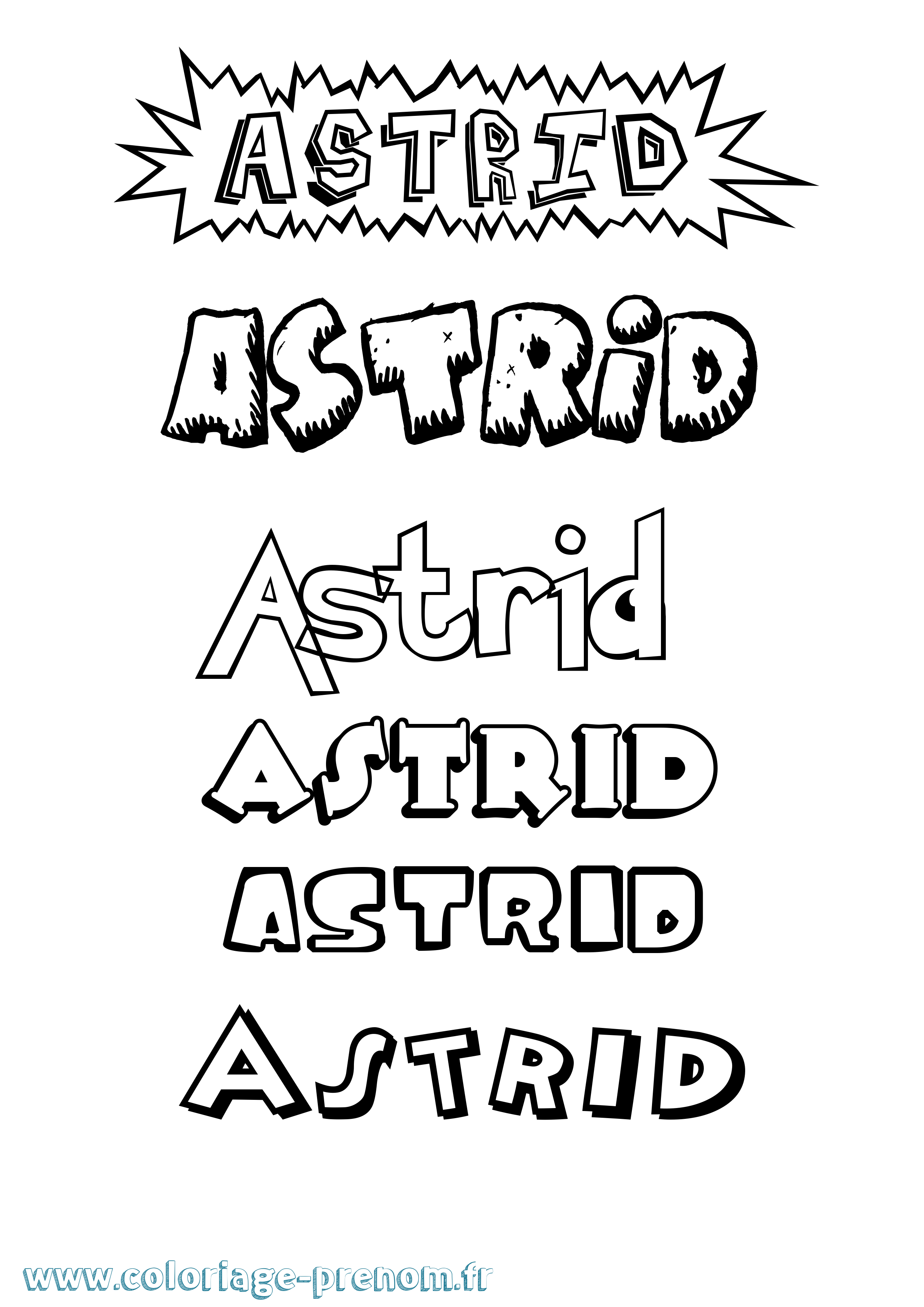 Coloriage Astrid Dessin Animé Coloriage prénom Astrid Dessin Animé