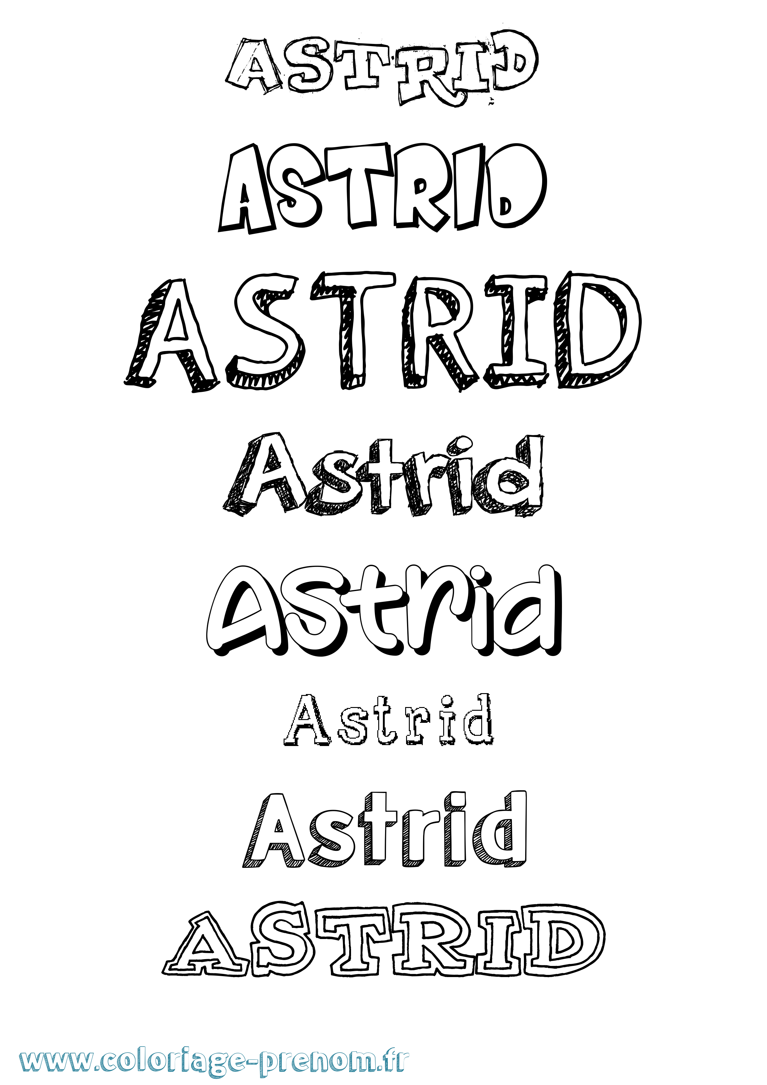 Coloriage prénom Astrid Dessiné