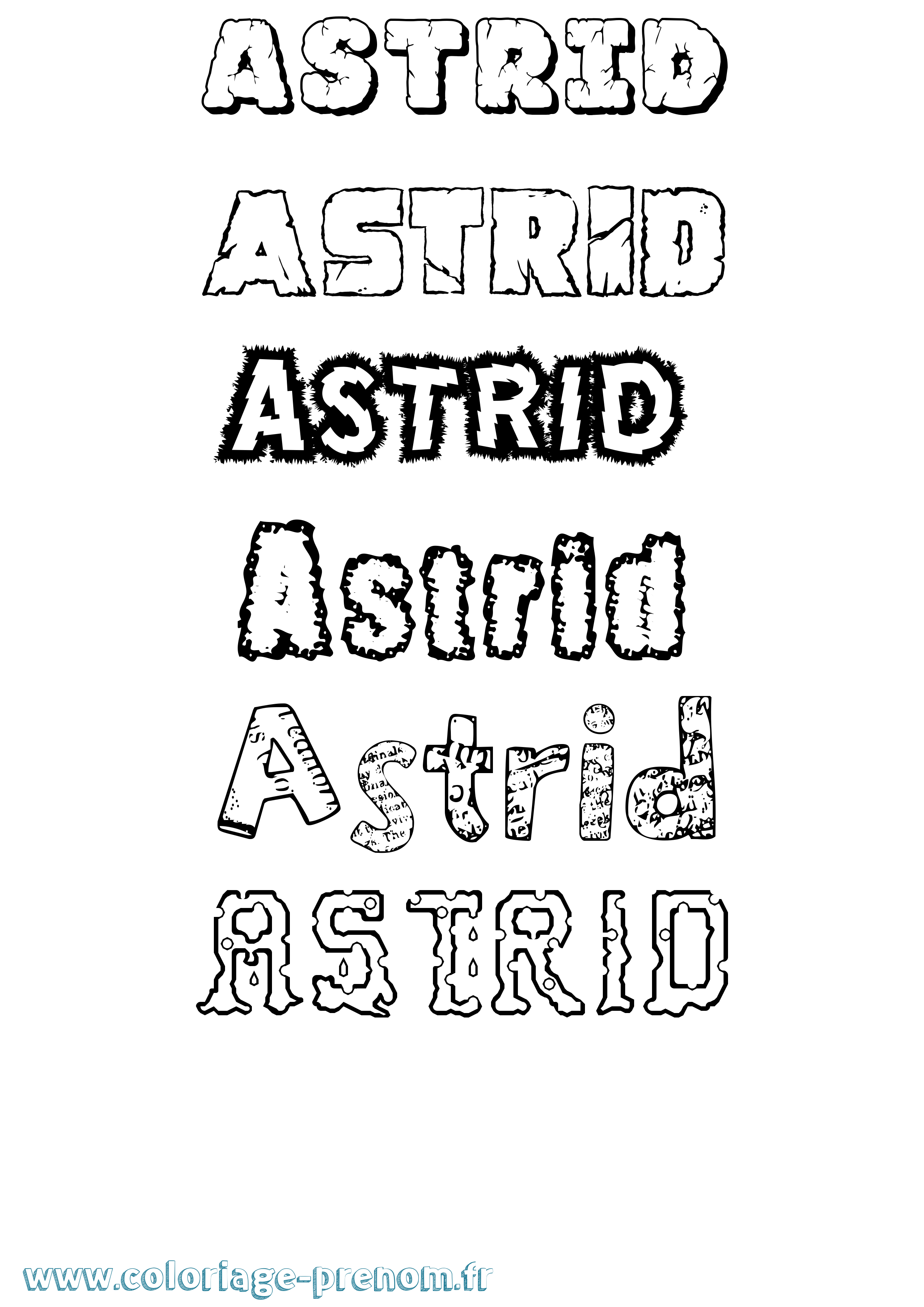 Coloriage prénom Astrid Destructuré