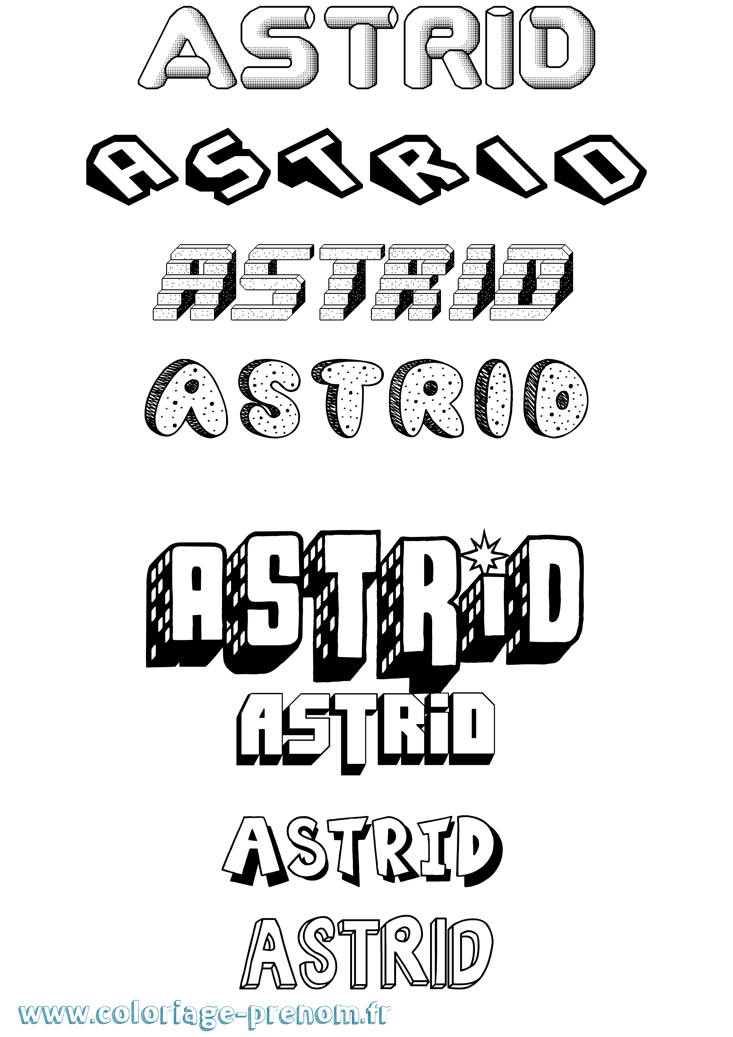 Coloriage Astrid Effet 3D Coloriage prénom Astrid Effet 3D