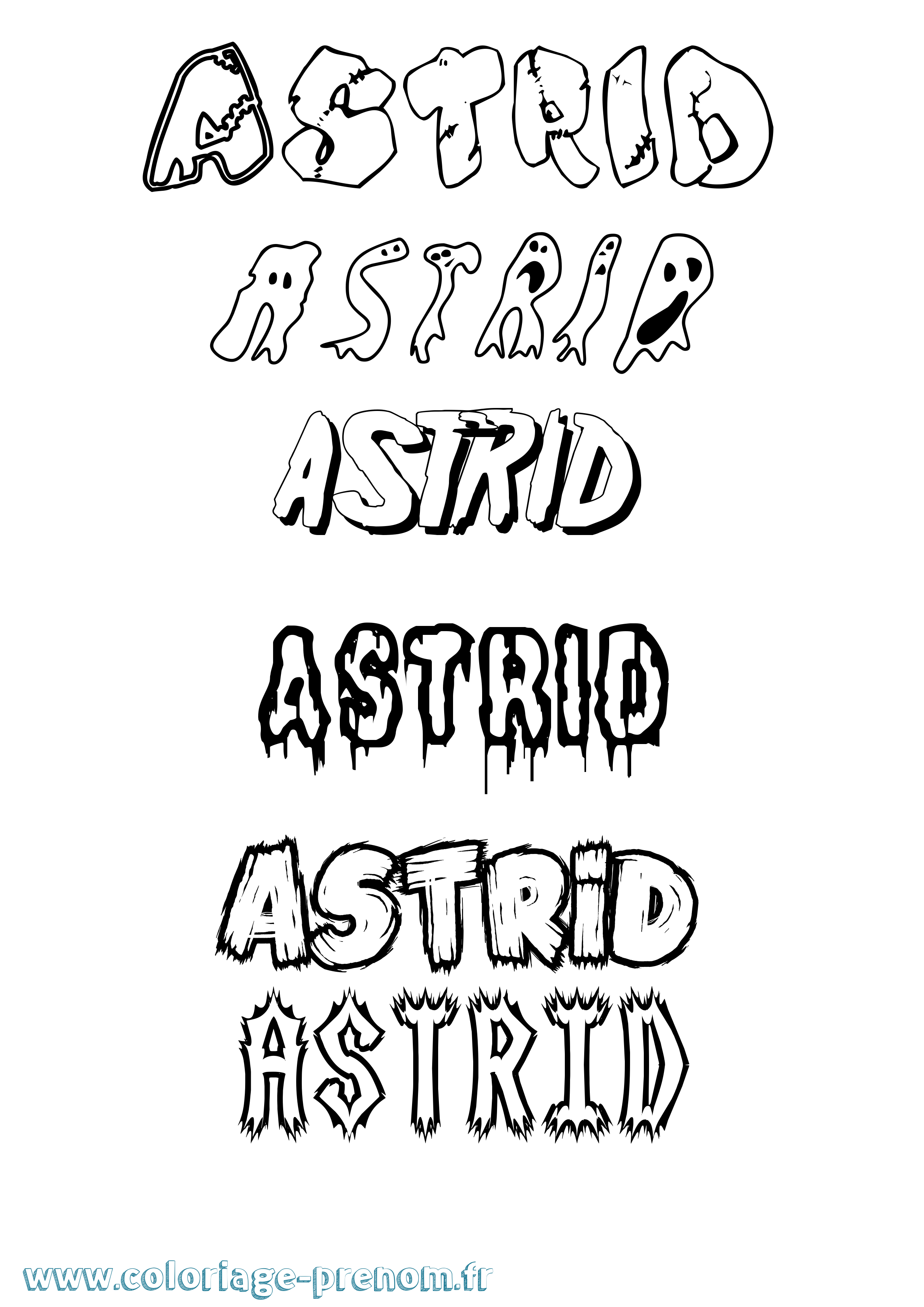 Coloriage Astrid Frisson Coloriage prénom Astrid Frisson