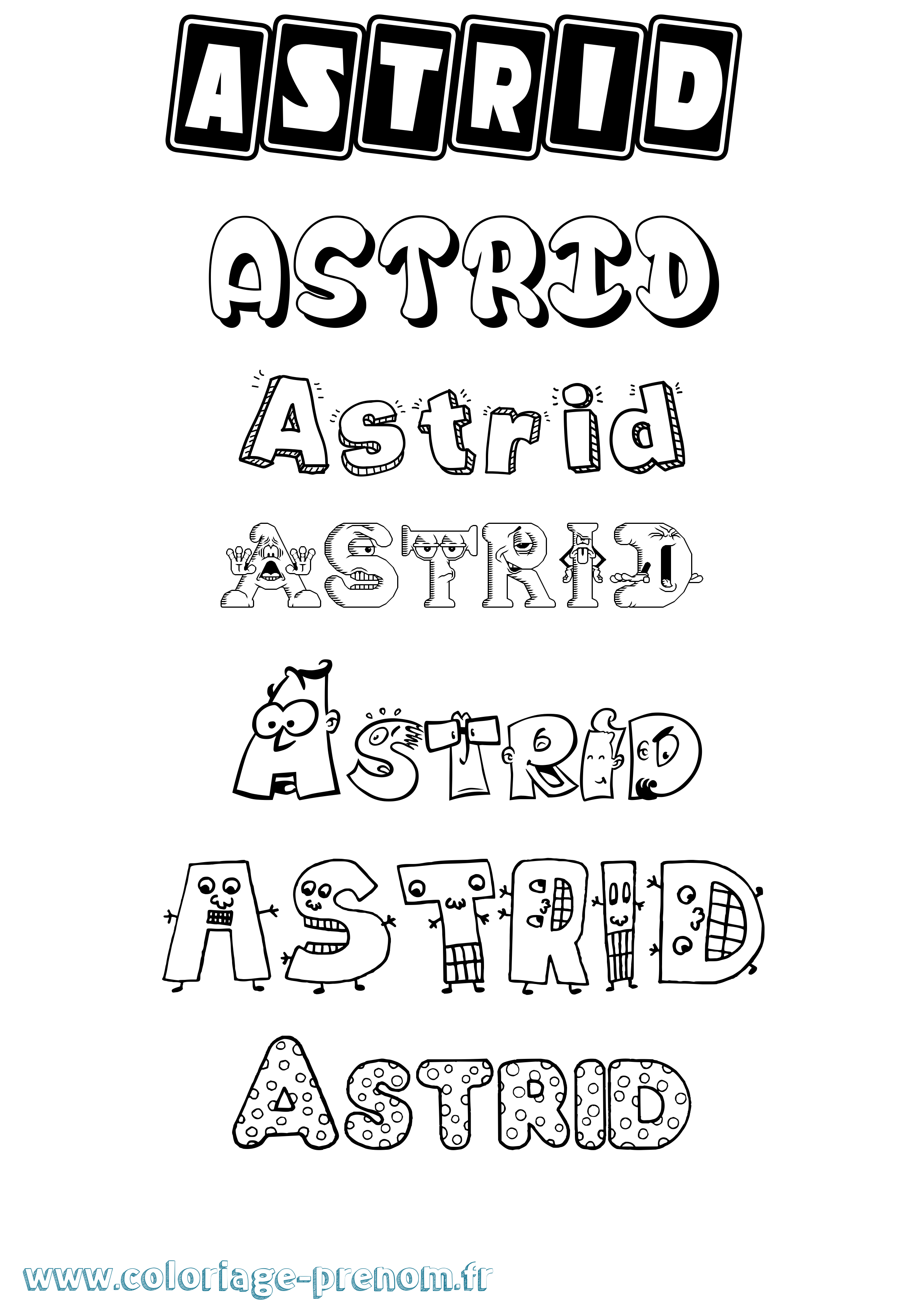 Coloriage prénom Astrid Fun