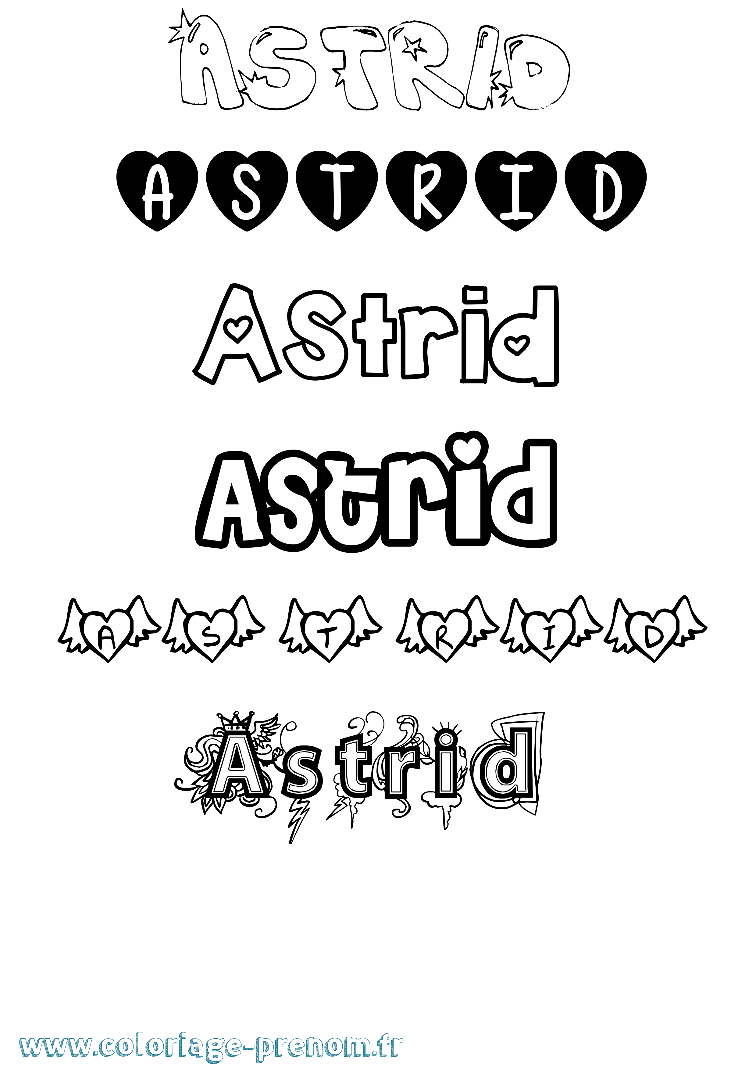Coloriage Astrid Girly Coloriage prénom Astrid Girly