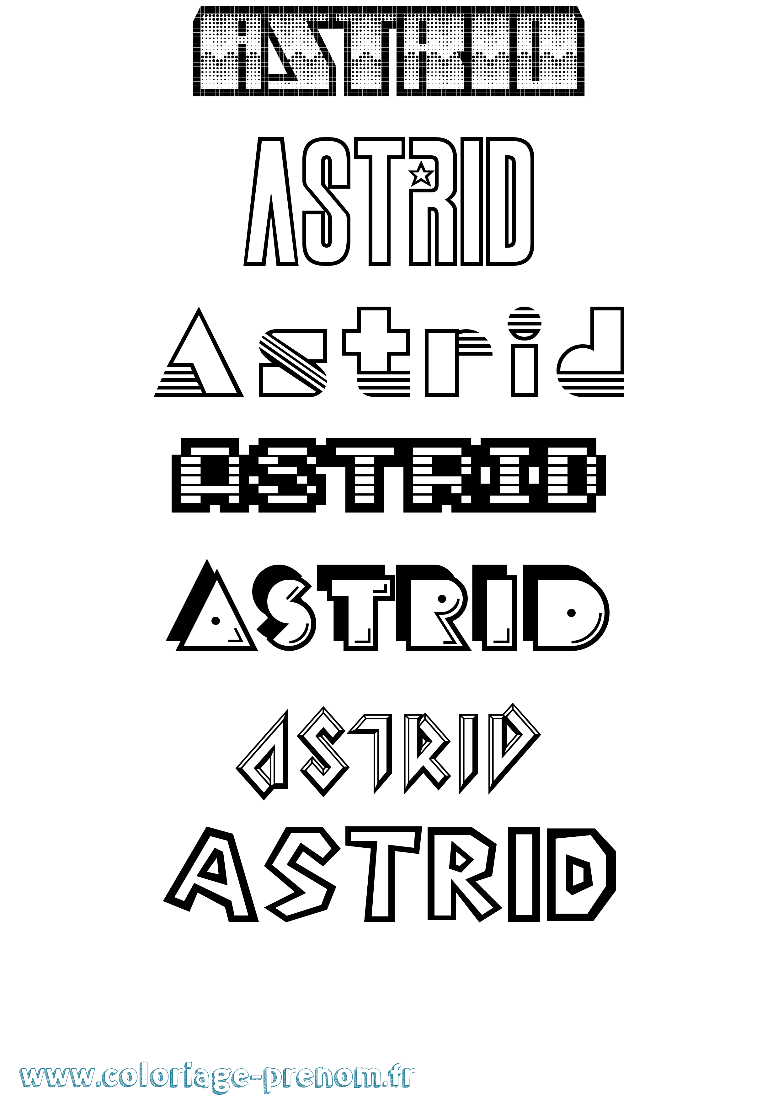 Coloriage prénom Astrid