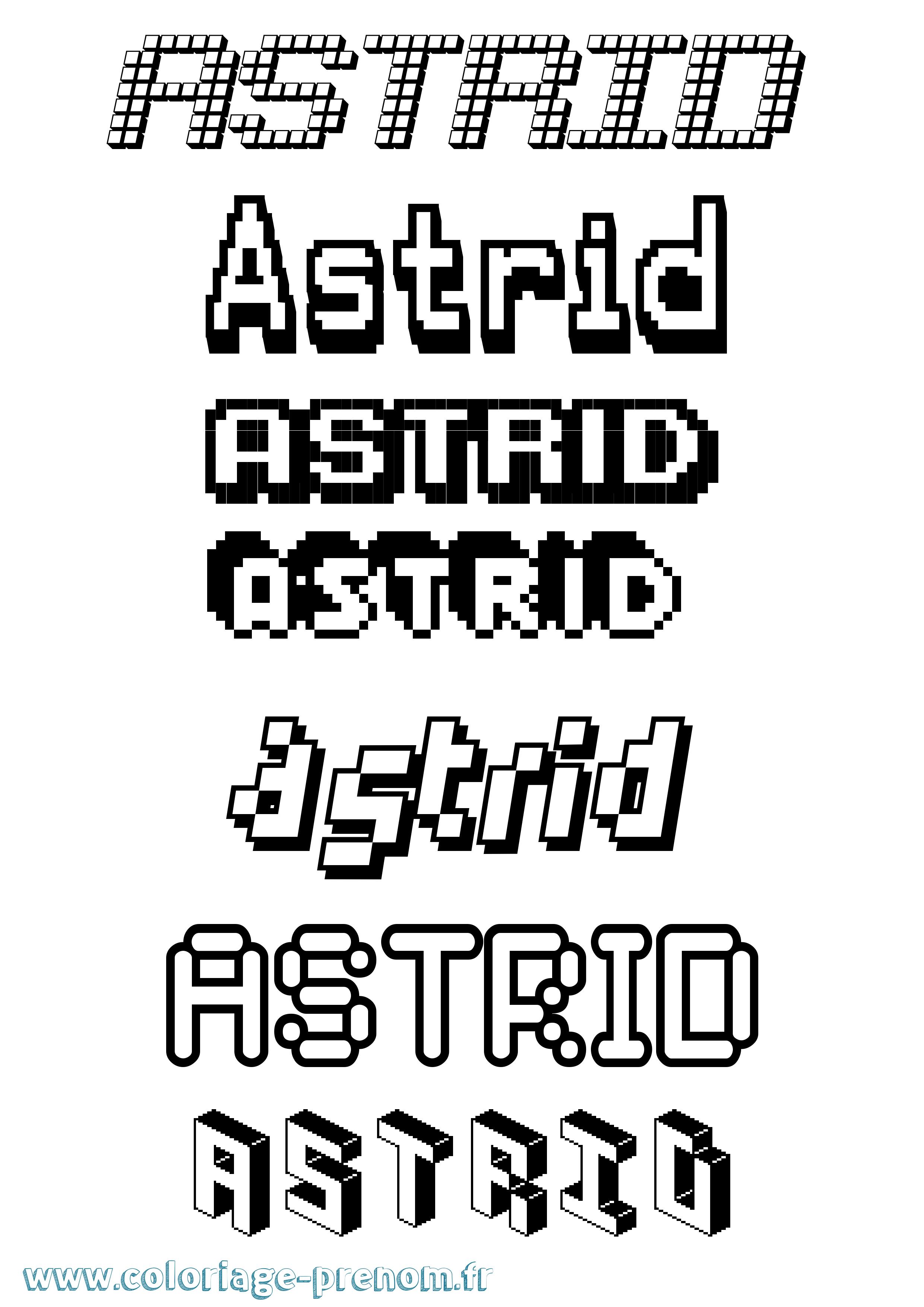 Coloriage prénom Astrid Pixel