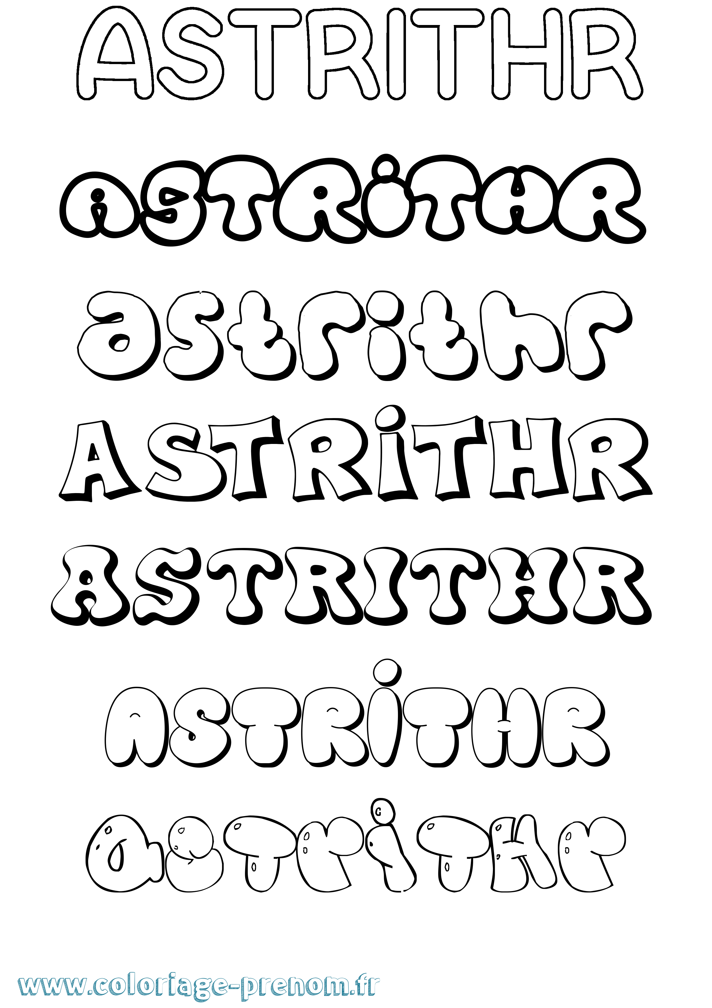 Coloriage Astrithr Bubble Coloriage prénom Astrithr Bubble