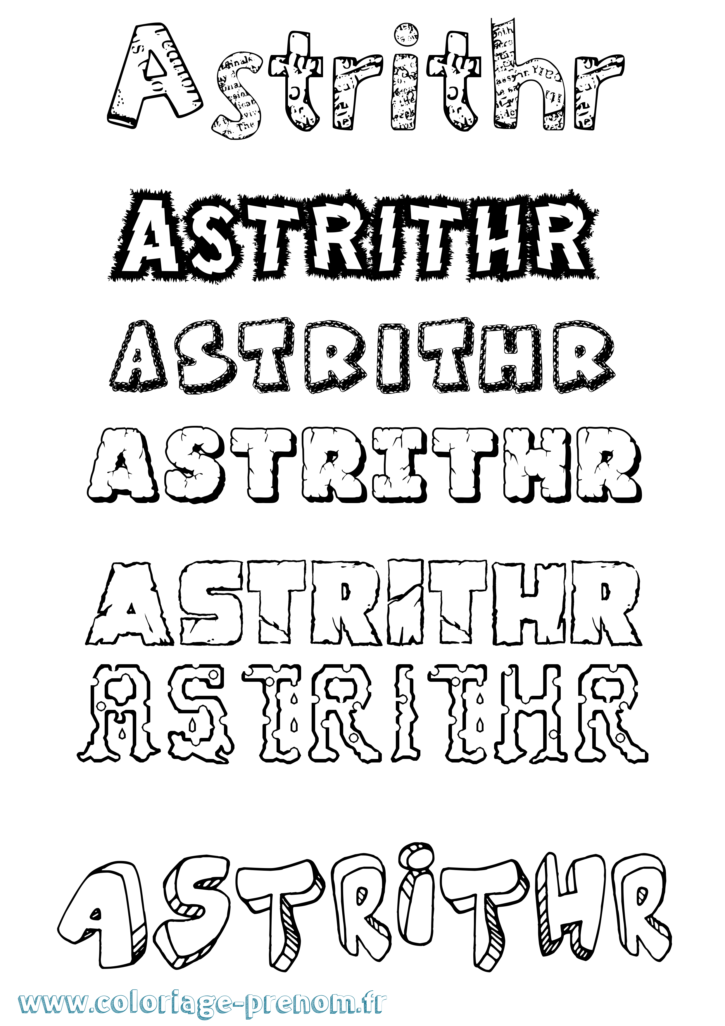 Coloriage prénom Astrithr Destructuré