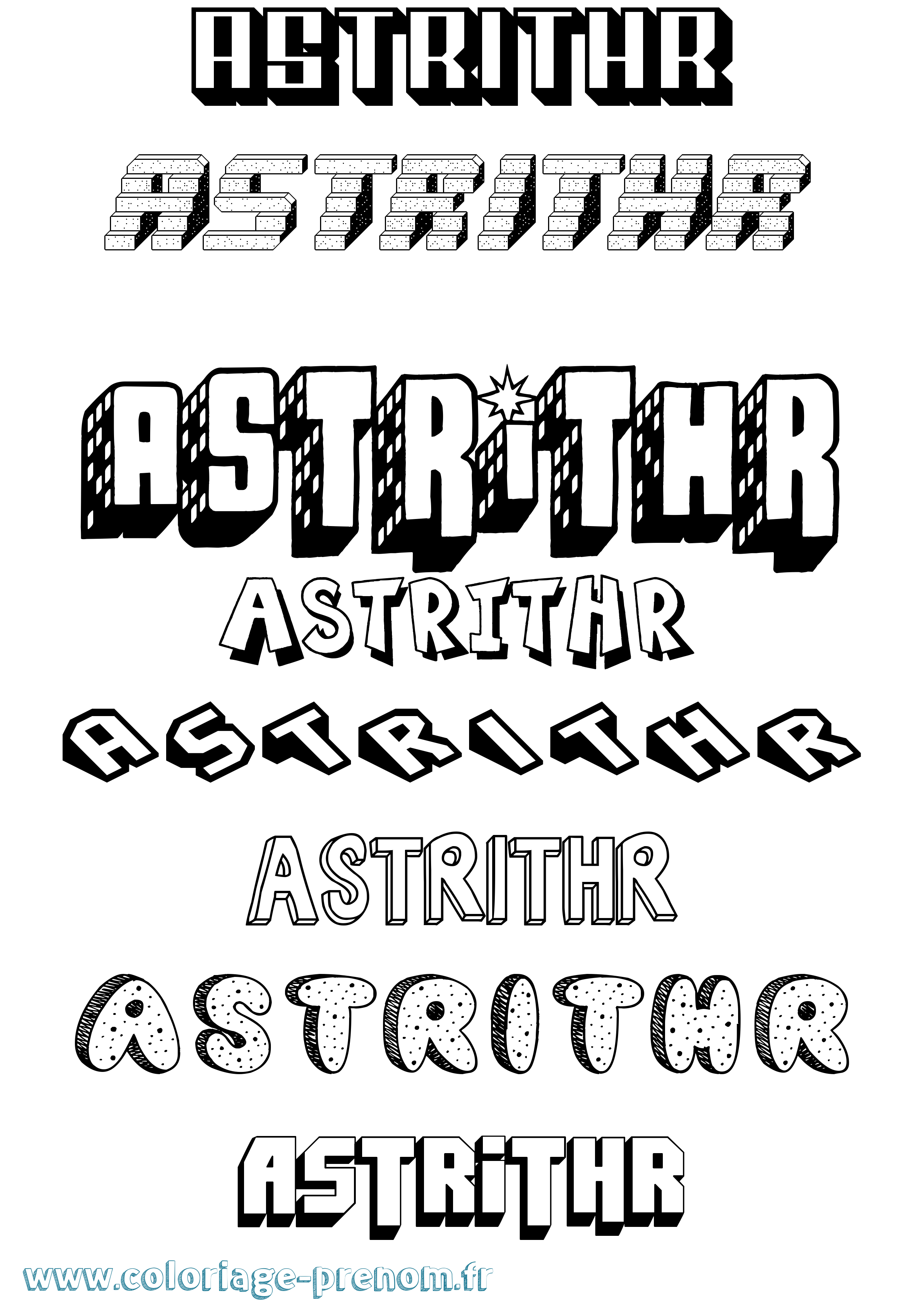 Coloriage prénom Astrithr Effet 3D