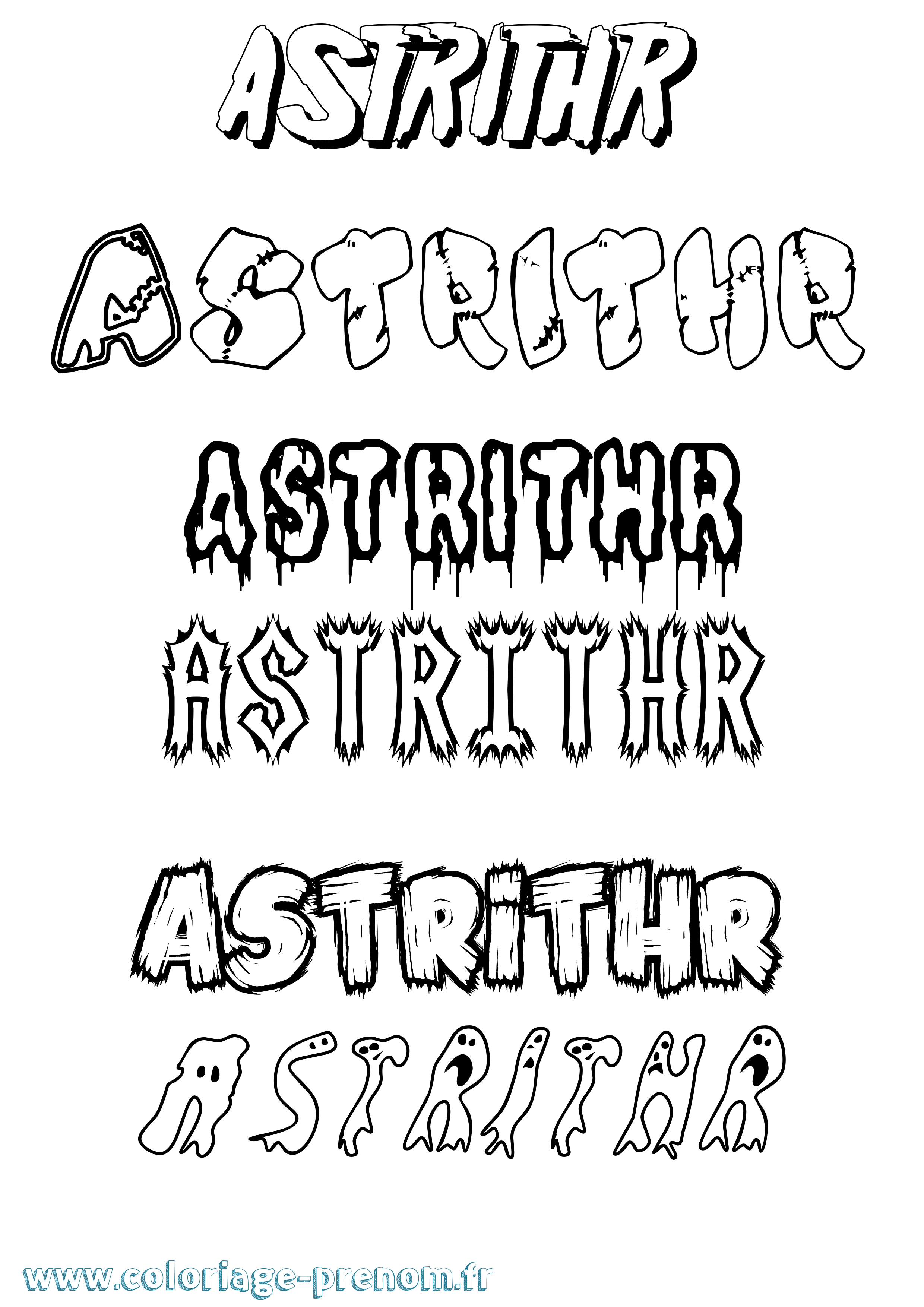 Coloriage prénom Astrithr Frisson