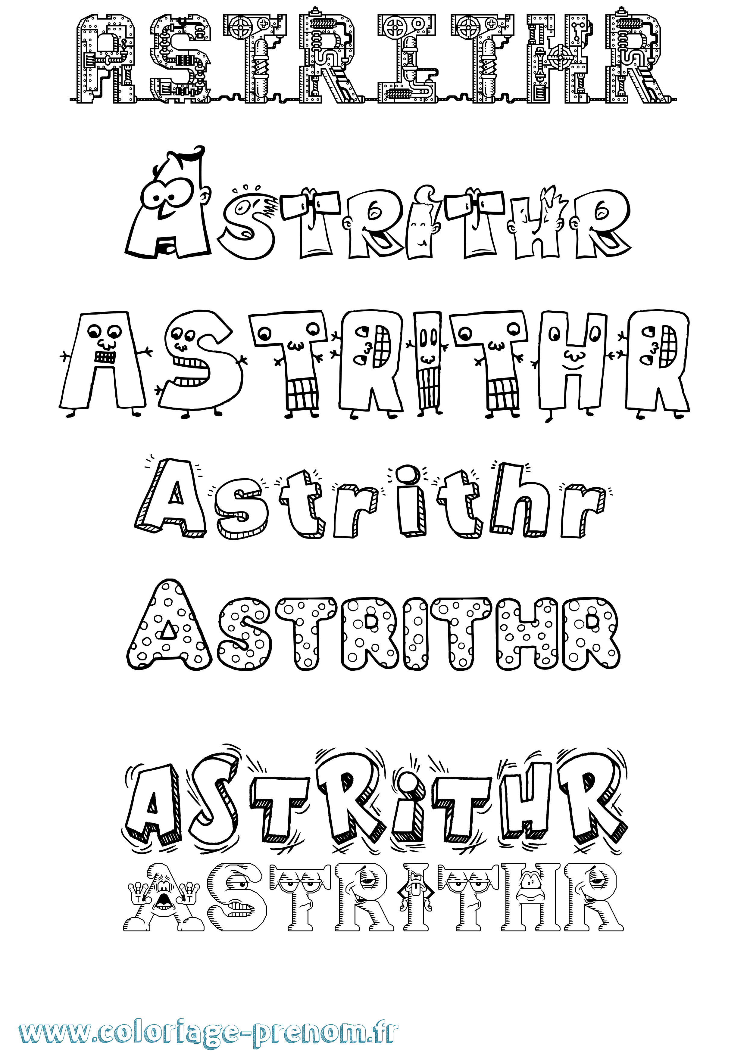 Coloriage prénom Astrithr Fun